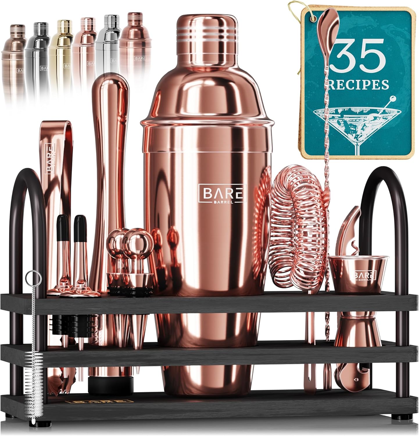 Mixology – Kit de barman de oro rosa  Juego de coctelera para el hogar  Juego de coctelera de Martini  Kit de cóctel Kit de bar, kit de barman, kit
