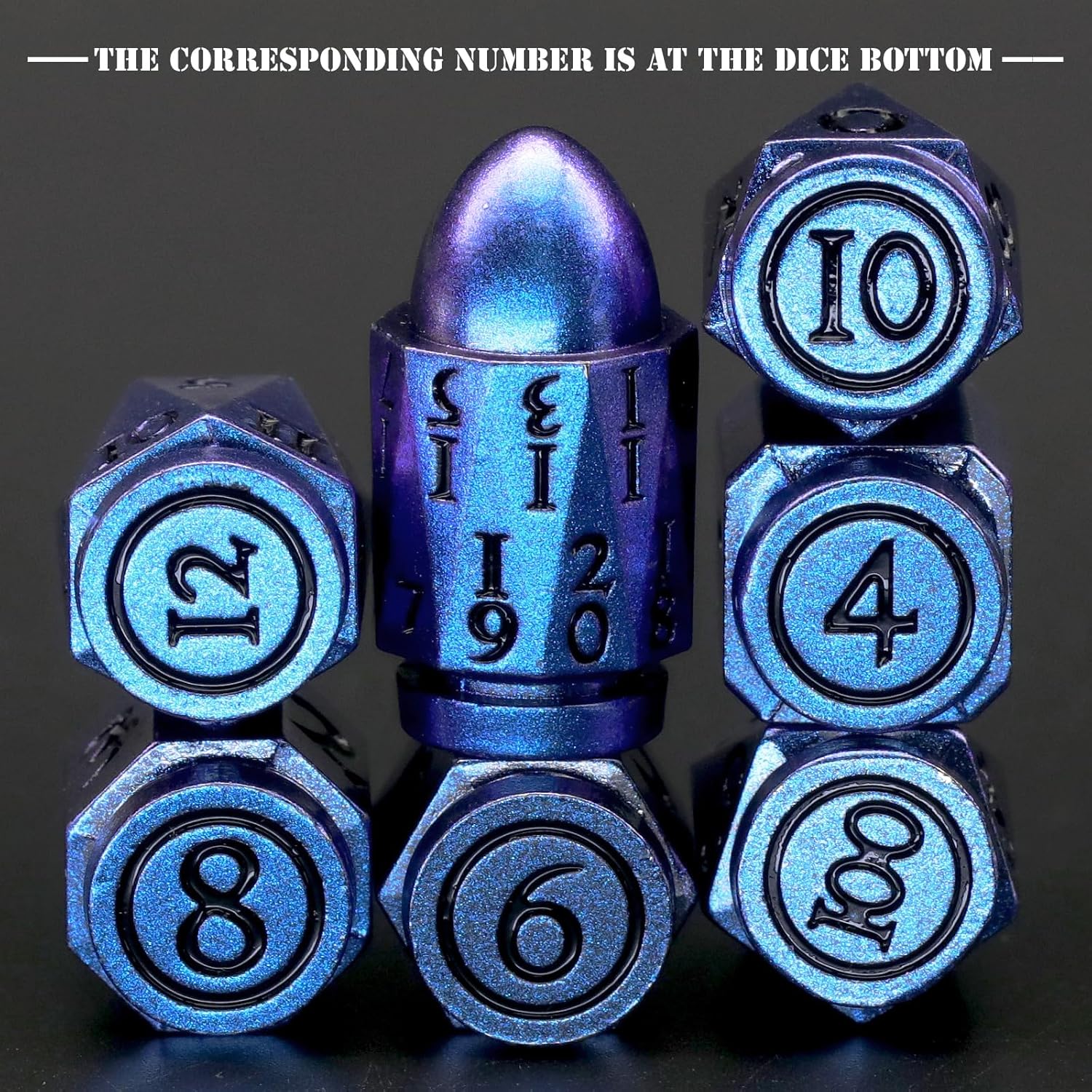 Dados DND de bala para Calabozos y Dragones, juego de dados de metal D&D único y genial Cyberpunk dados poliédricos D y D para juegos de rol, Sci-Fi