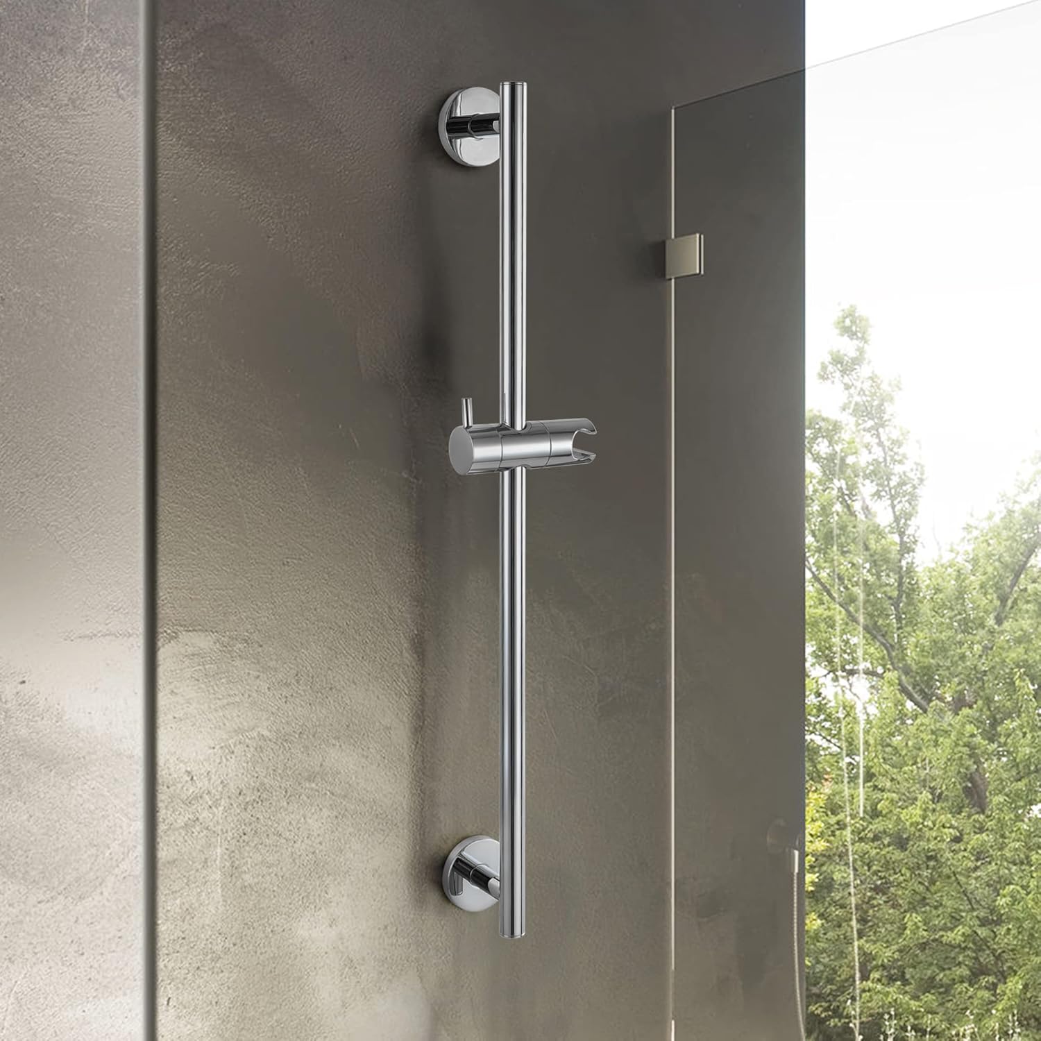 Barra de soporte para cabezal de ducha de baño, barra deslizante de 26 pulgadas de montaje en pared, sin taladro, con barra de ducha de mano