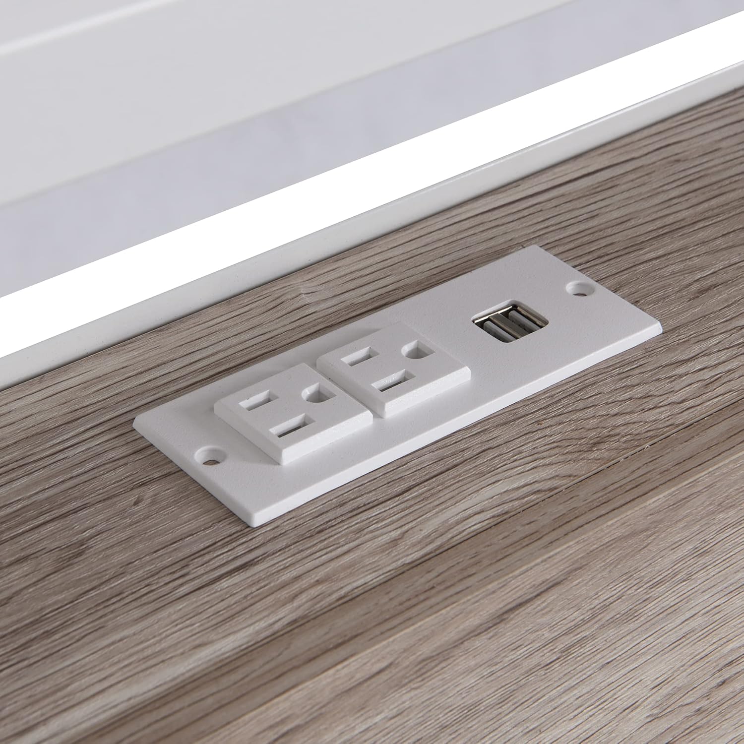 Ucloveria Base de cama de tamaño matrimonial con cabecera y estante de almacenamiento de 2 niveles, marco de cama moderno de metal y madera con