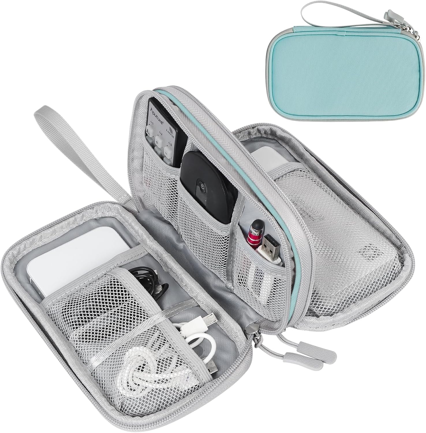 FYY Organizador electrónico, organizador de cables de viaje, bolsa de transporte para accesorios electrónicos, portátil, impermeable, doble capa,