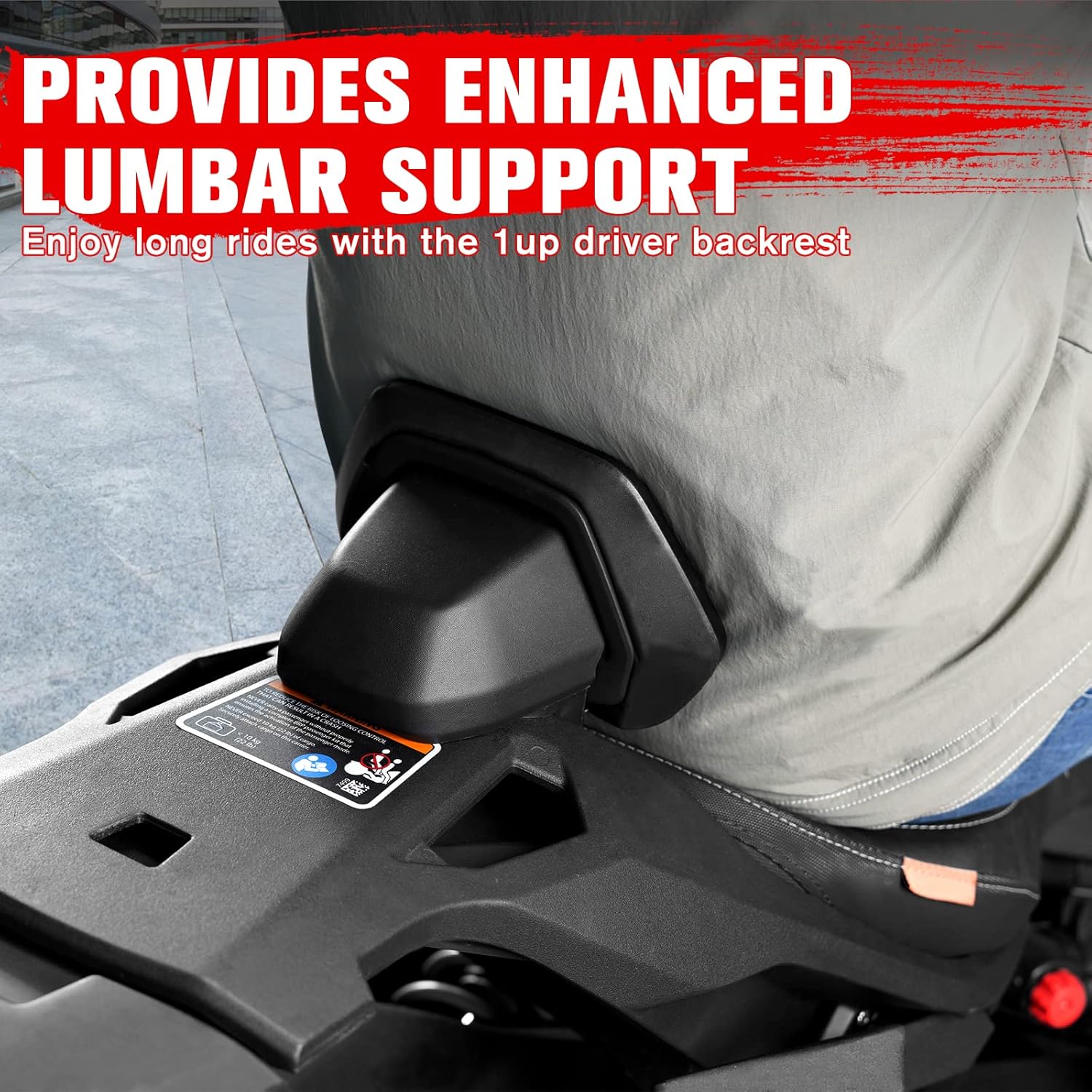 A & UTV PRO 1up – Respaldo de conductor para Can Am Ryker 600 900 Sport y Ryker Rally Edition 2019-2024, accesorios de soporte lumbar de ángulo