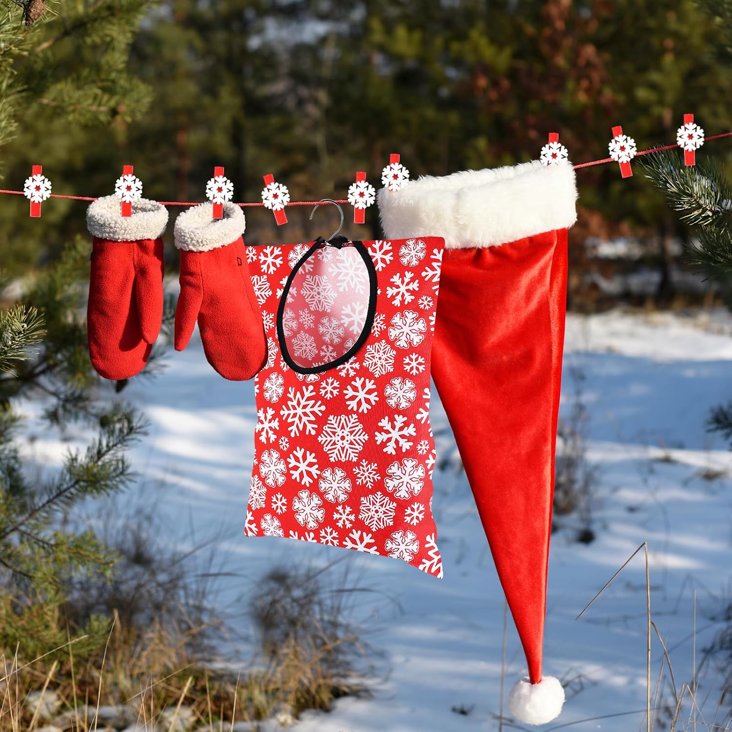 2 piezas de ropa de Navidad Pin bolsa de ropa soporte para bolsa de ropa de copo de nieve soporte de 15 x 11 pulgadas para ropa de invierno bolsa