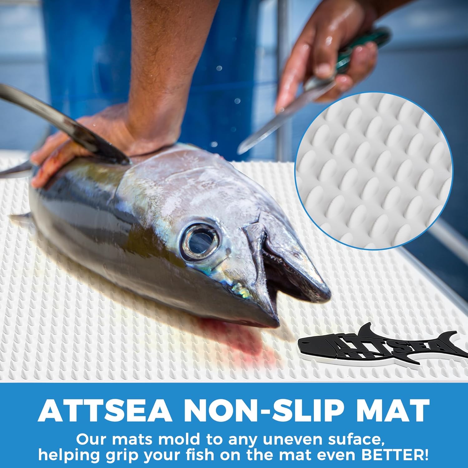 Alfombrilla antideslizante para filetes de pescado, tamaño XL, 31.5 x 15.75 pulgadas y tamaño regular 23.5 x 15.75 pulgadas para el escalador de