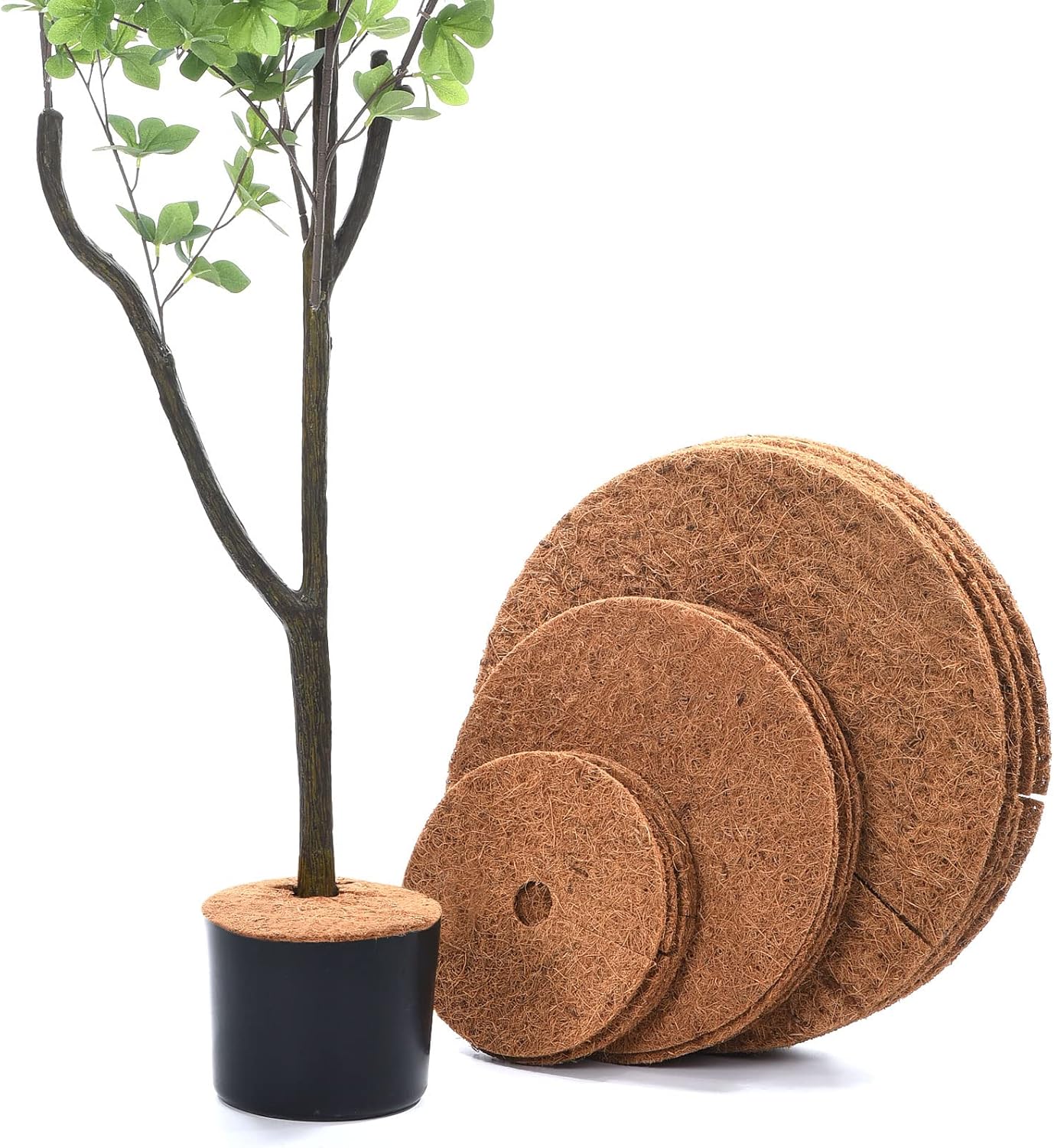PATIKIL Tapete de fibra de coco de 16 pulgadas, paquete de 3 protectores de fibra de coco gruesa para plantas en macetas de interior y exterior