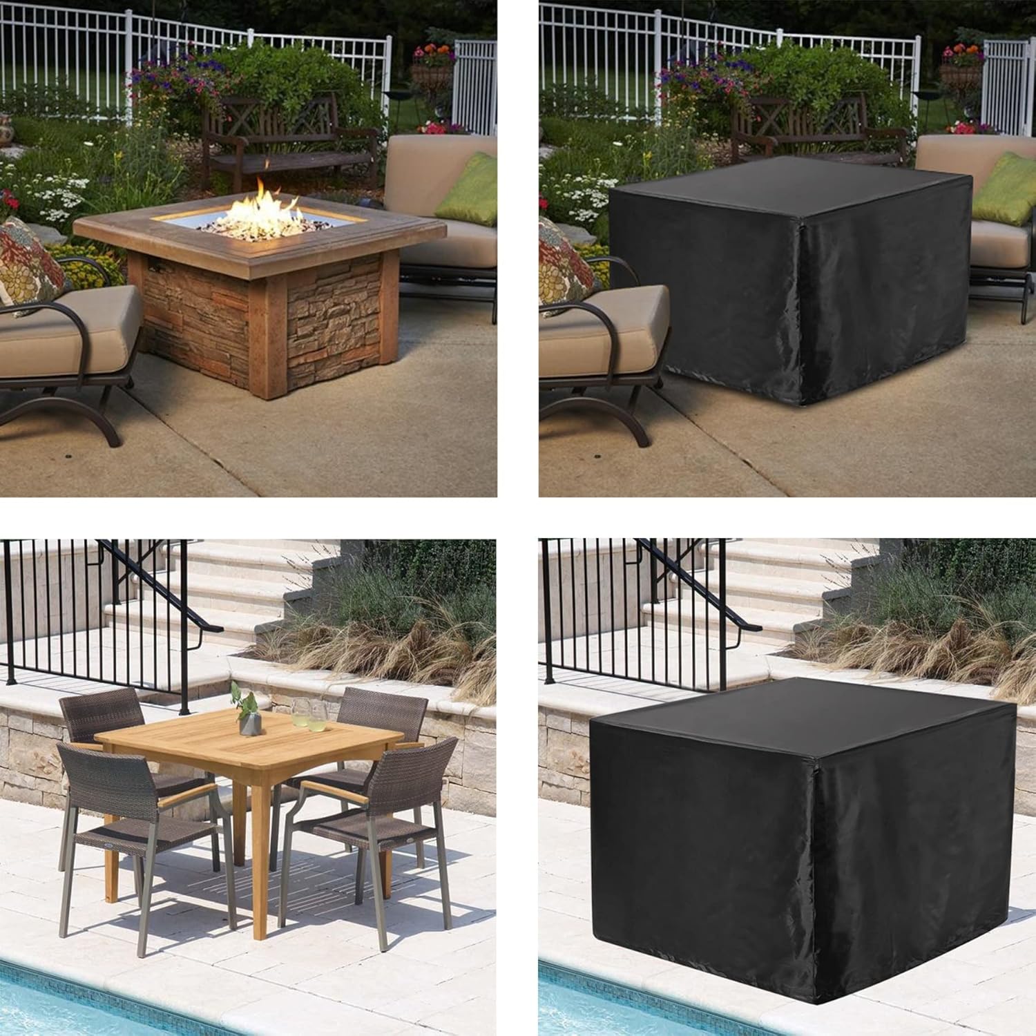 WOMACO Cubierta de mesa de patio resistente, cubierta de chimenea de gas, cubierta impermeable para muebles de exterior (31 x 31 x 24 pulgadas,