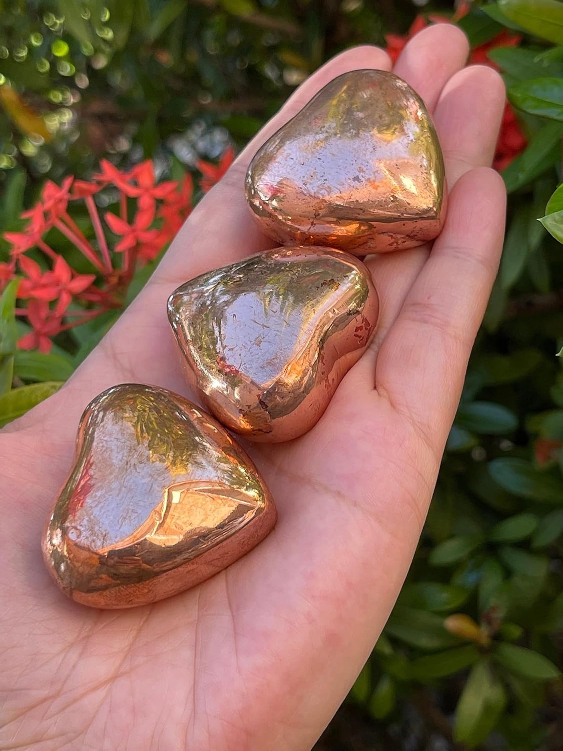 GAF TREASURES Venta al por mayor Corazones de cristal, Corazones hinchados de cristal pulido, Piedra de palma de cristal, Piedra de preocupación,