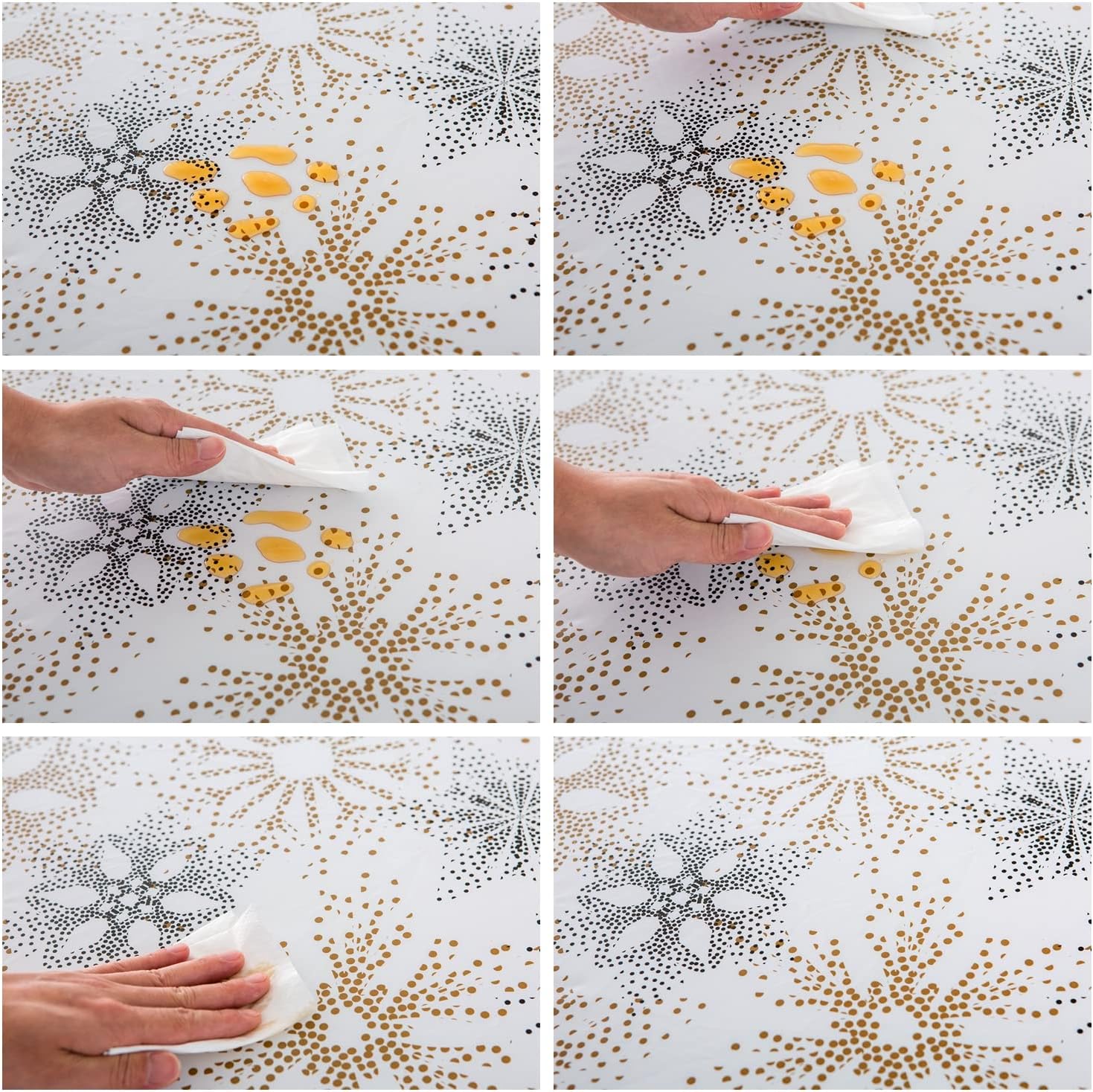 LIBERECOO Mantel redondo de vinilo ajustable impermeable con bordes elásticos, manteles de plástico para interiores y exteriores