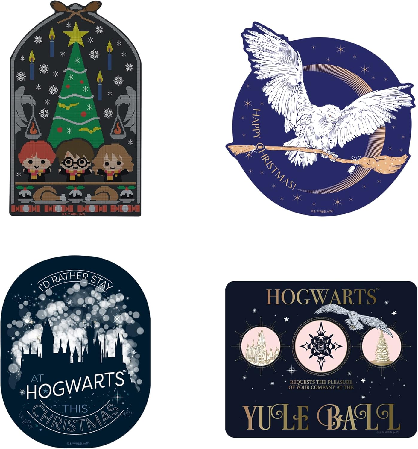 Harry Potter – Paquete variado de calcomanías navideñas de 11 quilates, vinilo grande, paquete variado de calcomanías para laptop, botella de agua,