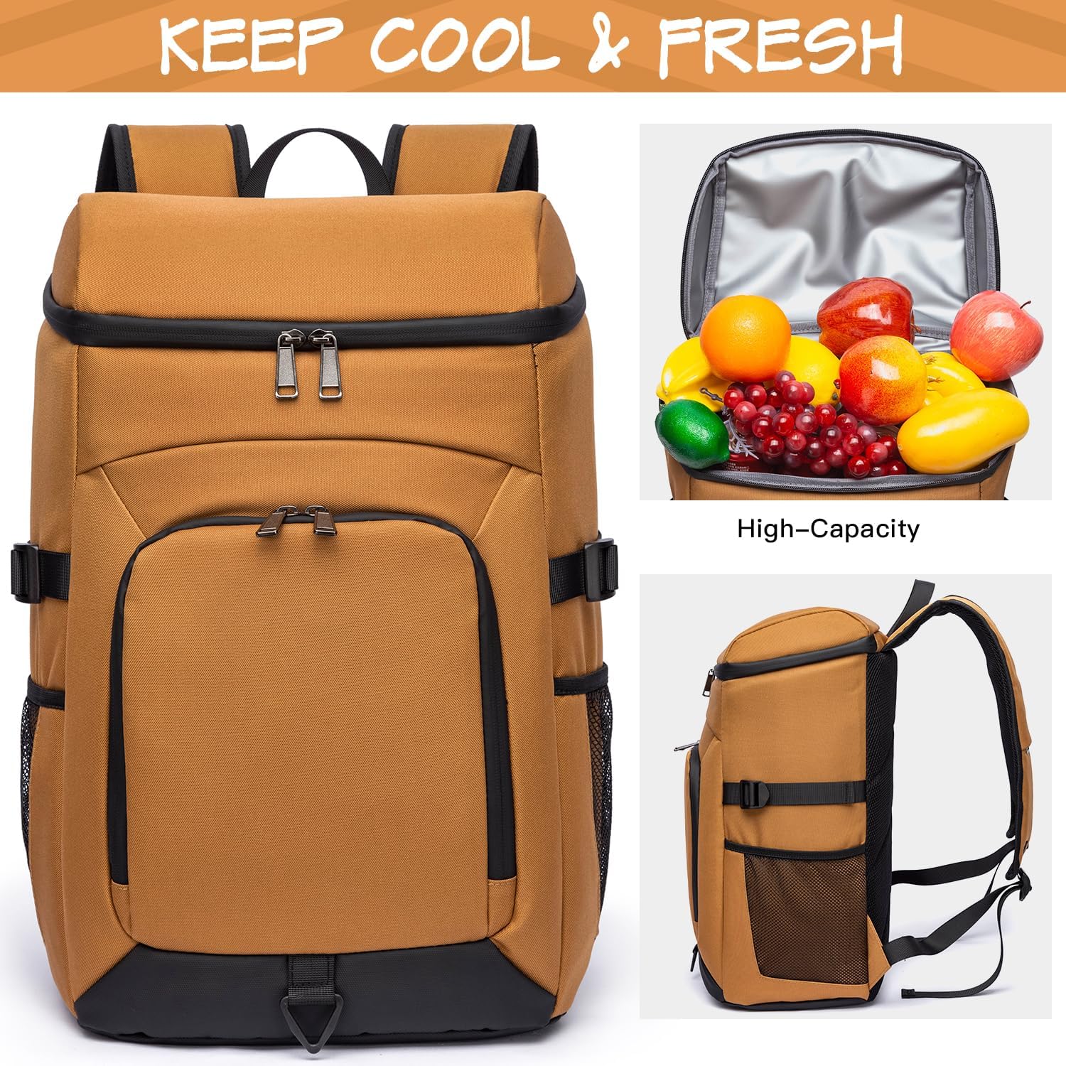 Laripwit Mochila térmica para 5440 latas, aislada, a prueba de fugas, mochila grande de almuerzo de doble cubierta para hombres y mujeres, bolsa