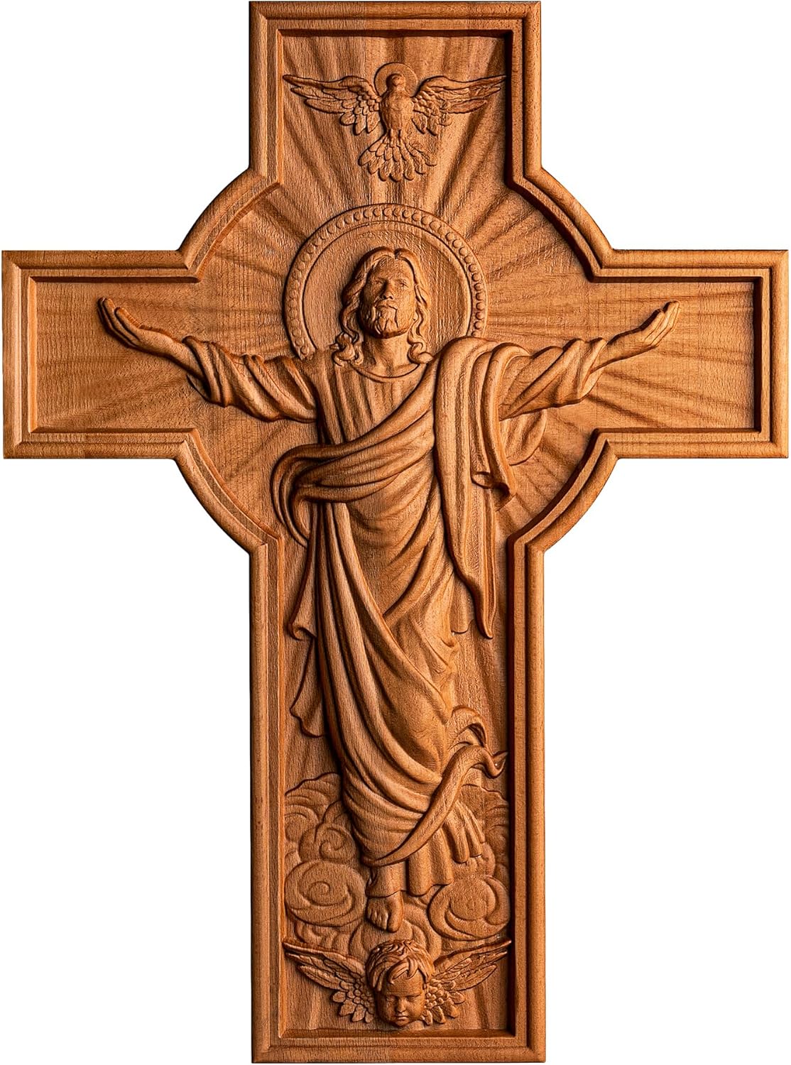 BGCOPPER Cruz de pared de crucifijo de Jesús, cruz de madera hecha a mano para decoración de pared para el hogar, habitación o regalo