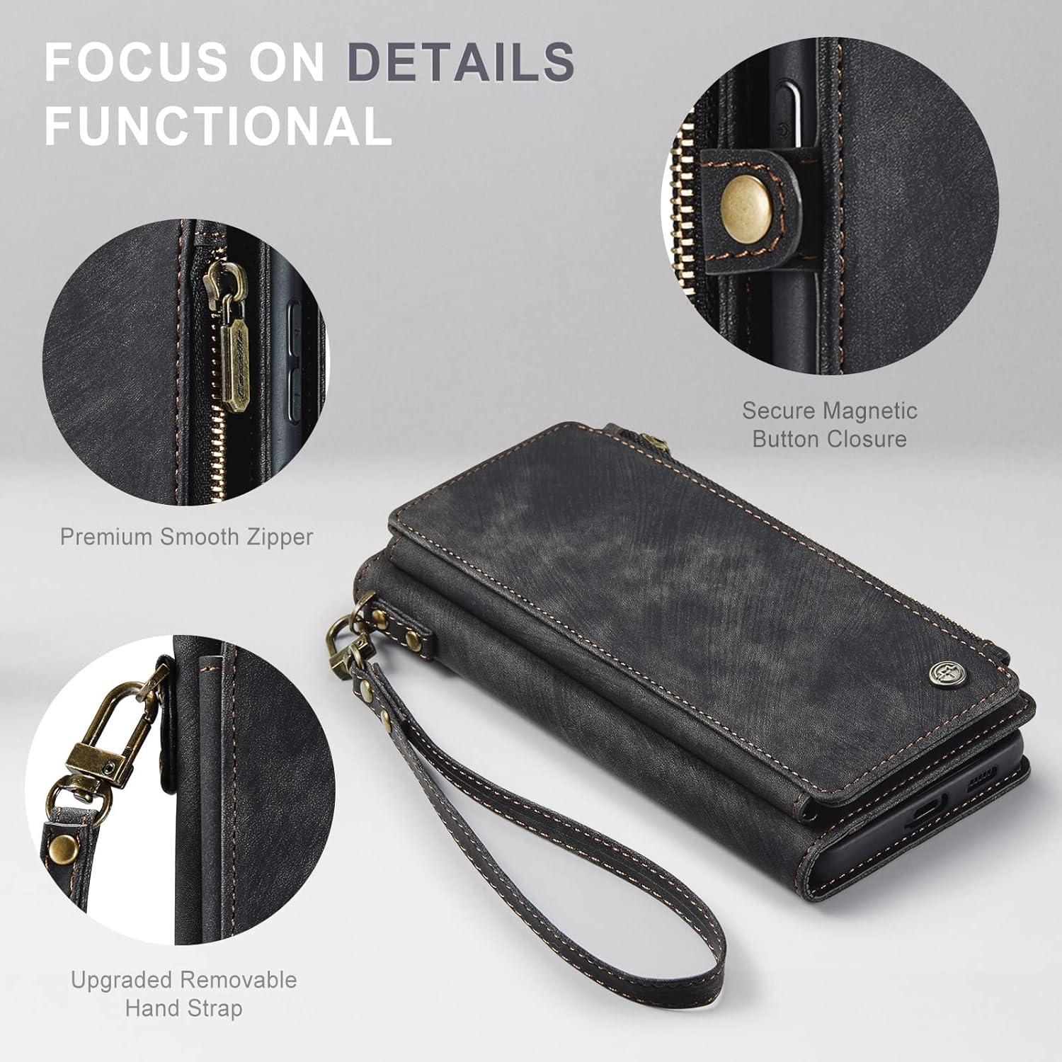 Defencase Funda para Samsung Galaxy S21 FE, para Galaxy S21 FE 5G, cartera para mujeres y hombres, correa magnética de piel sintética duradera, con