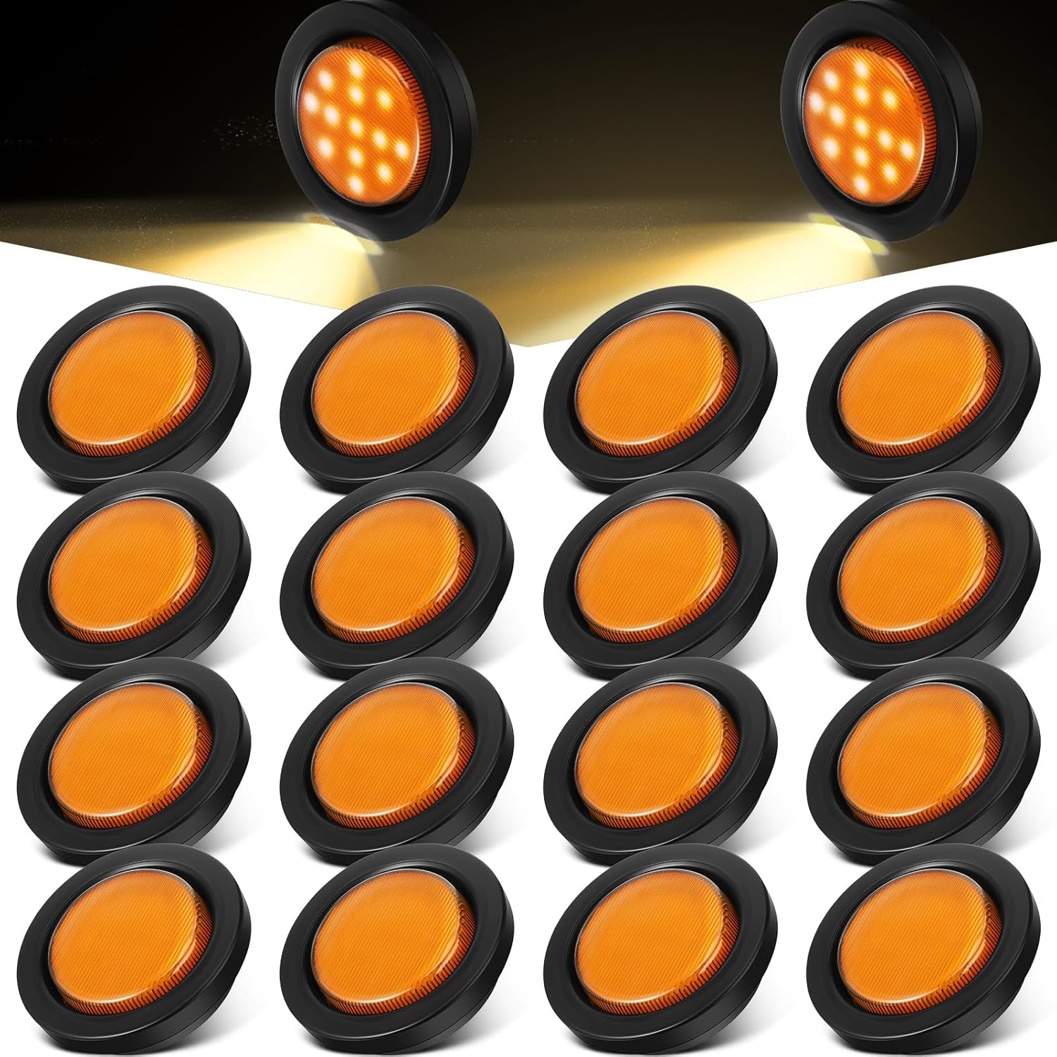 Luces redondas de 2.5 pulgadas, 13 luces LED indicadoras de marcador laterales delanteras y traseras, impermeables, 12 V, selladas, luces de