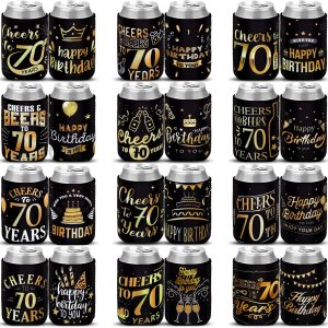 24 fundas para latas de 70 cumpleaños a 70 años, de neopreno, para decoración de cumpleaños de 70 años, regalos de fiesta de cumpleaños 70, 24 fundas para latas de 70 cumpleaños a 70 años, de neopreno, para decoración de cumpleaños de 70 años, regalos de fiesta de cumpleaños 70,