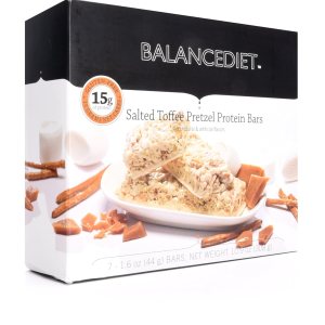 BalanceDiet  Barra de proteínas  0.53 oz de proteína  Bajo en carbohidratos  Caja de 7 barras (pretzel de caramelo salado) BalanceDiet  Barra de proteínas  0.53 oz de proteína  Bajo en carbohidratos  Caja de 7 barras (pretzel de caramelo salado)