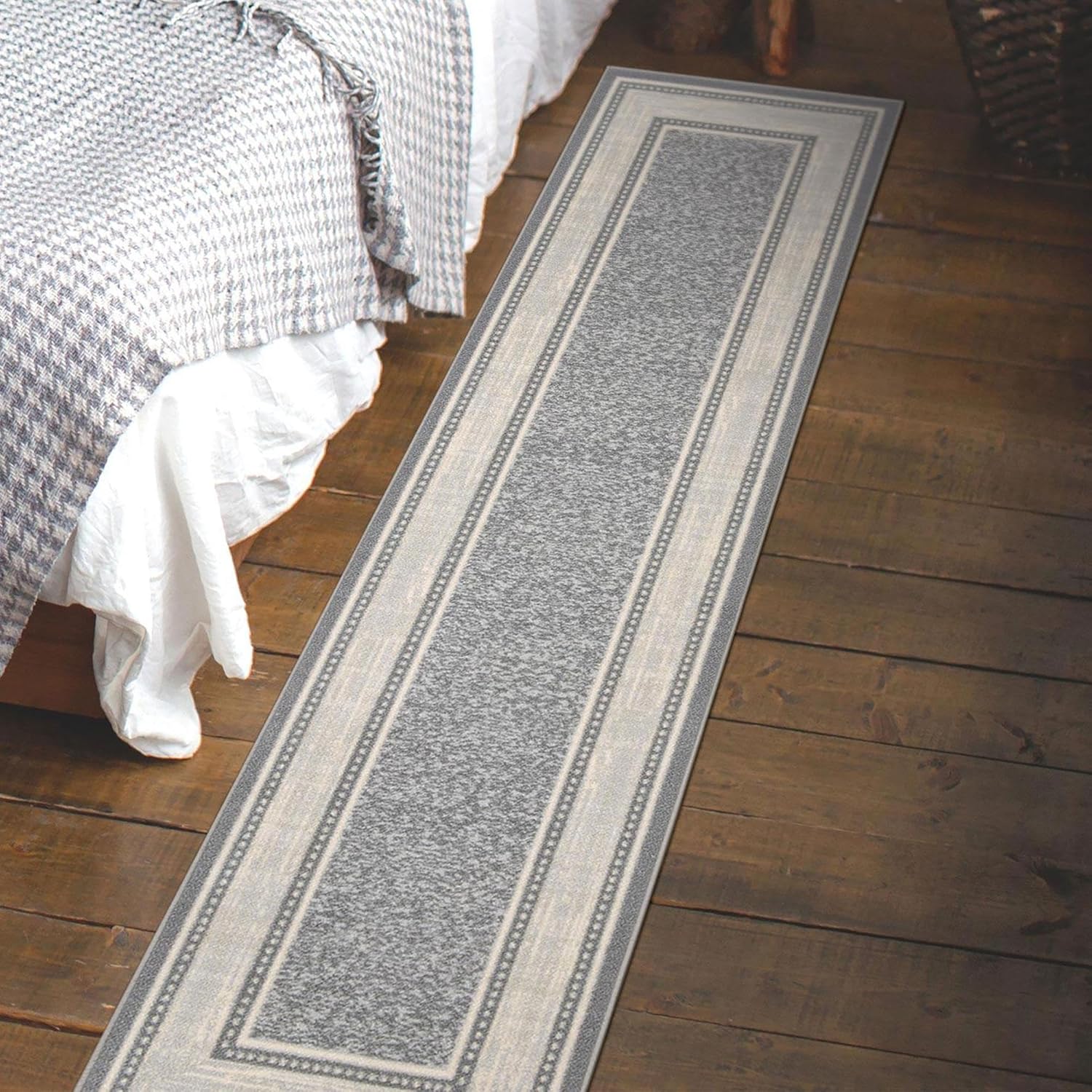Ottomanson Ottohome Collection – Alfombra antideslizante de goma con bordes de 3 x 10 pulgadas, 2 pies 7 pulgadas x 9 pies 10 pulgadas, color gris