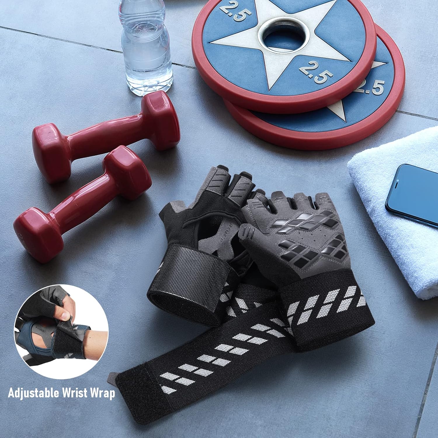 B-Forest Guantes de entrenamiento, guantes de gimnasio, guantes de levantamiento de pesas con muñequera para hombres y mujeres para entrenamiento,