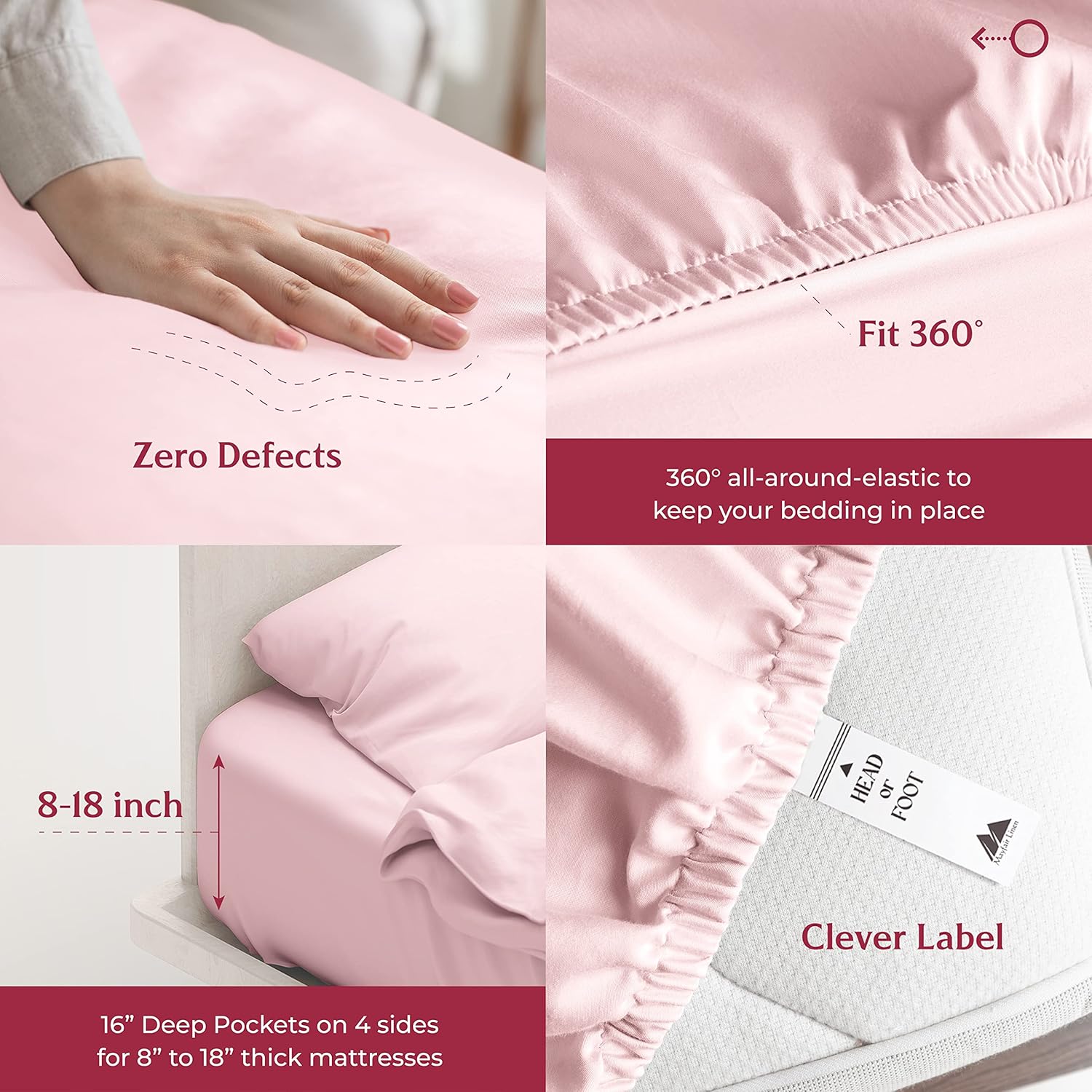 Mayfair Linen – Juego de sábanas de 100% algodón de fibra larga, tejido de satén que proporciona una sensación suave y sedosa, se adapta a colchones