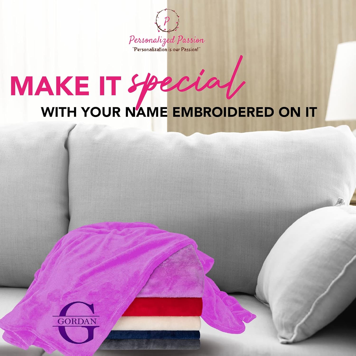 Mantas personalizadas para adultos con nombre personalizado y monograma inicial  Manta personalizada para él y ella  Manta de vellón súper suave y