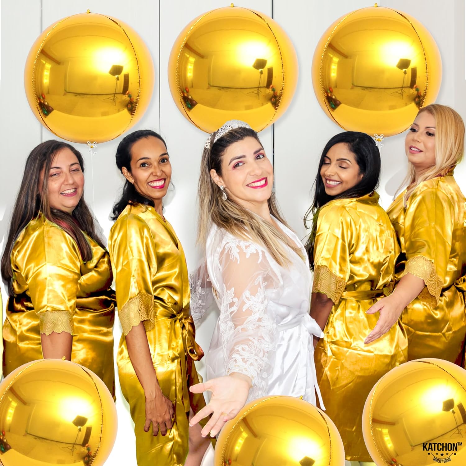 KatchOn, Globo grande de aluminio dorado de 22 pulgadas, paquete de 6, globos gigantes negros metálicos, 22 pulgadas, paquete de 6, globos de Mylar