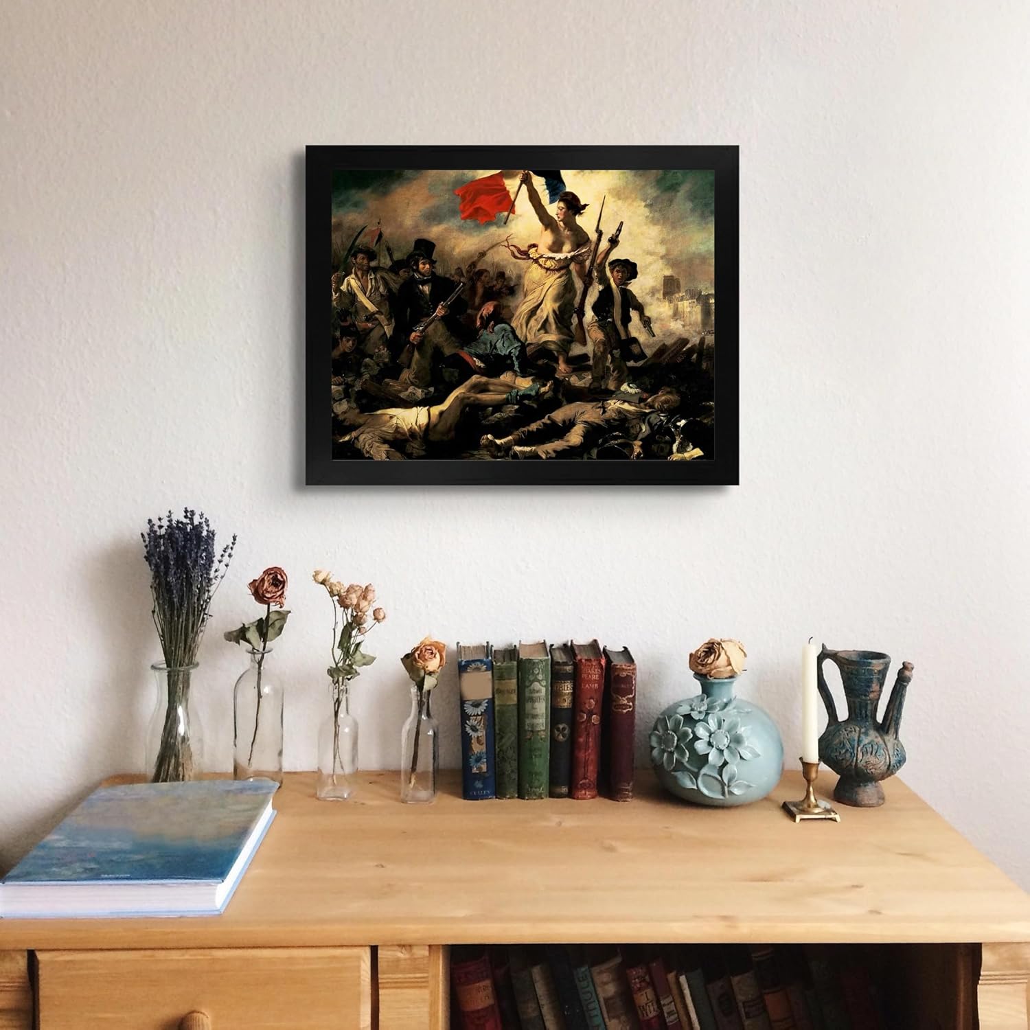Lost Cabin The Liberty Leading the People por Eugene Delacroix  Impresión en marco plano negro  Reproducción de pinturas de obras de arte finas