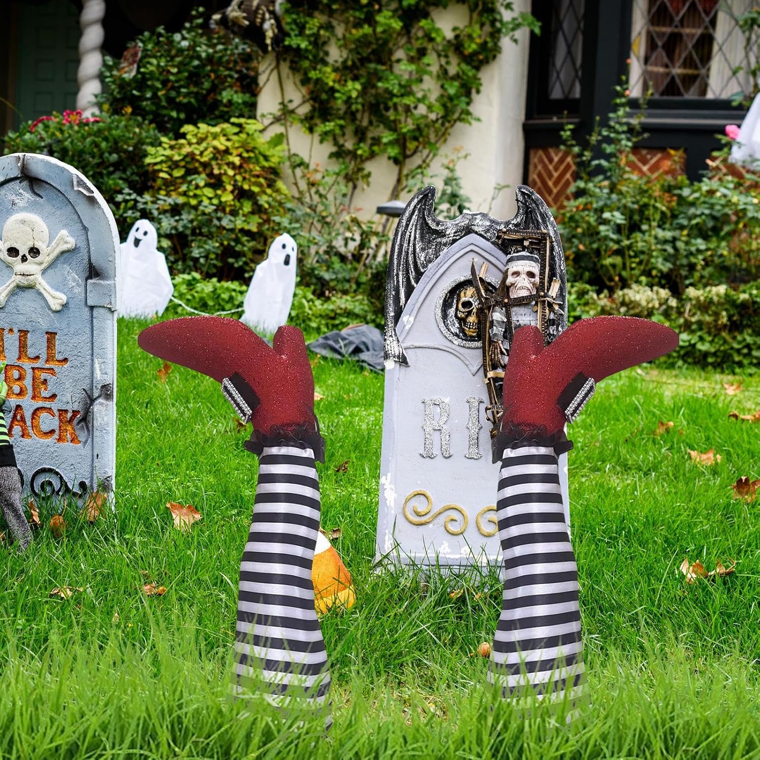 1 par de patas de bruja de Halloween de 18 pulgadas al revés para patas de bruja malvada  Estacas de patas y pies de brujas, estacas de Halloween,