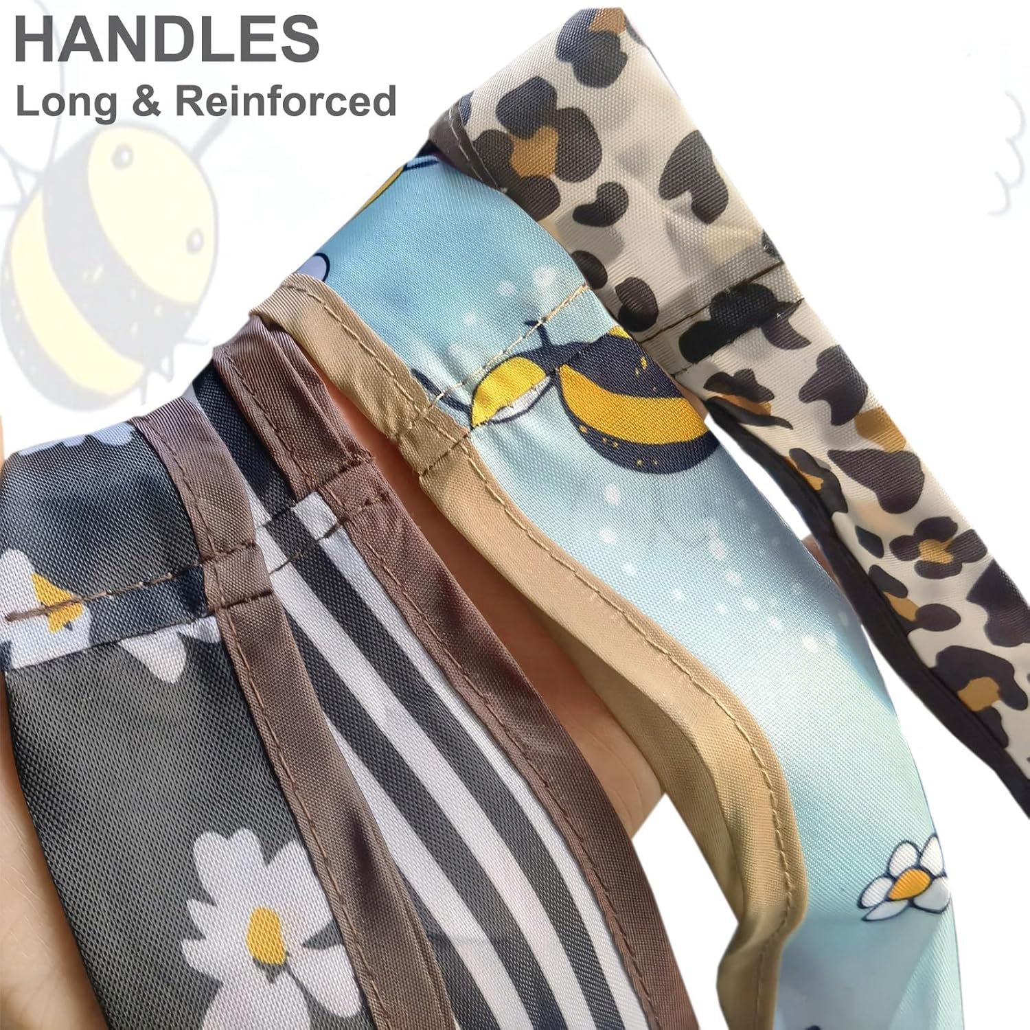 HAPPYHEDI – Bolsas de comestibles plegables y reutilizables, lavables, asas largas, bolsa plegable, resistente a granel