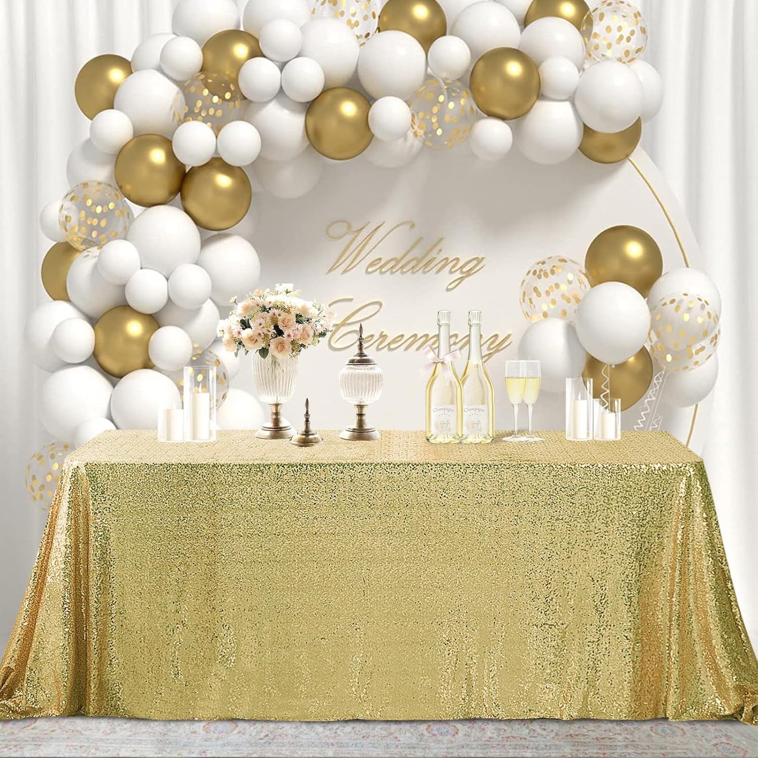 Hahuho Mantel de lentejuelas con brillantina, para decoración de despedida de soltera, cumpleaños, boda, postres, banquetes