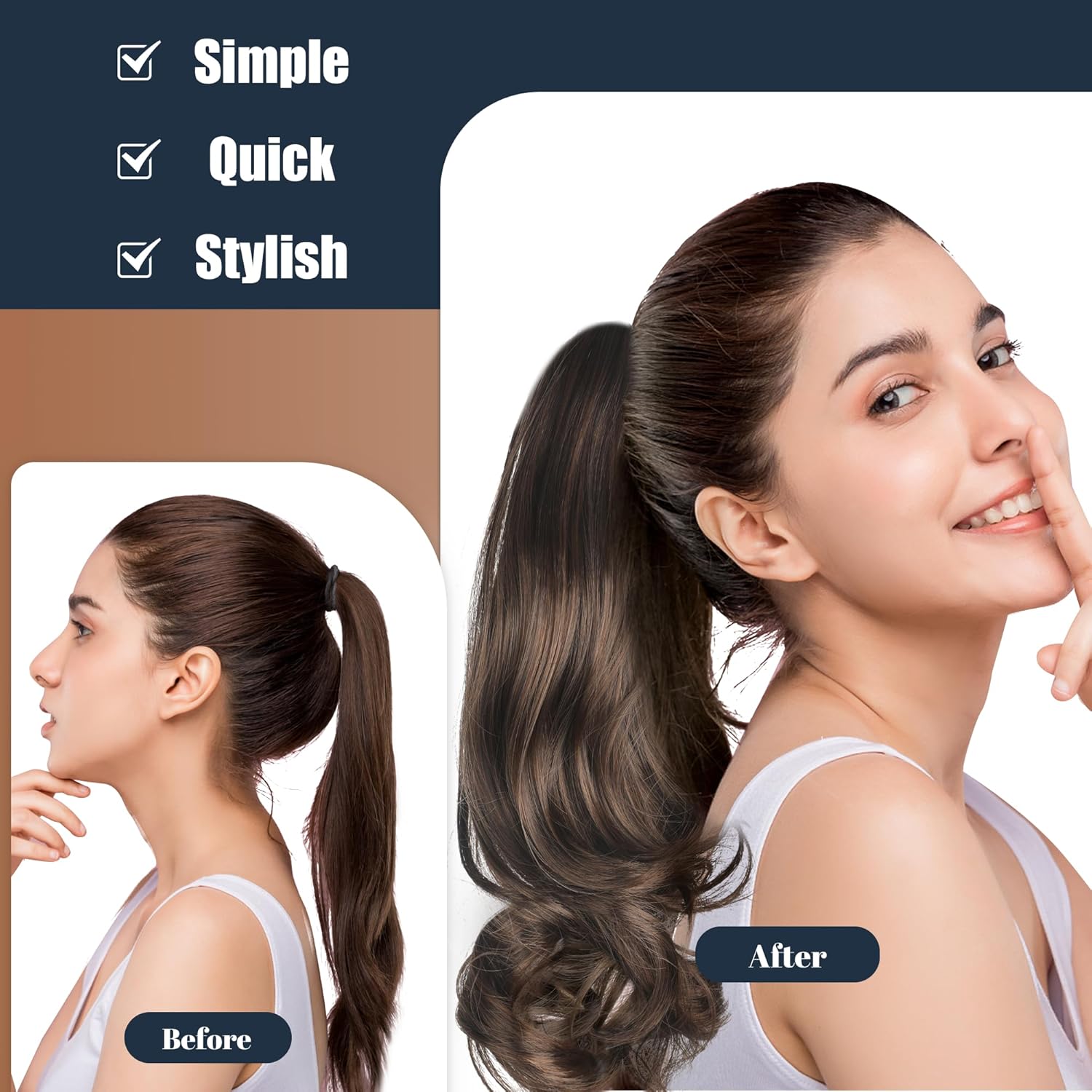 Extensión de cabello ondulado con clip de garra, de 13 pulgadas, con clip en moño desordenado, suave, natural, sintético, postizo falso para mujeres