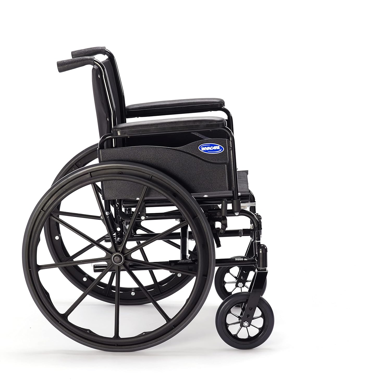 Invacare – 9SL_PTO_34749 9000 SL Silla de ruedas ligera y duradera, brazos de longitud completa, asiento de 18 pulgadas de ancho, negro plano,