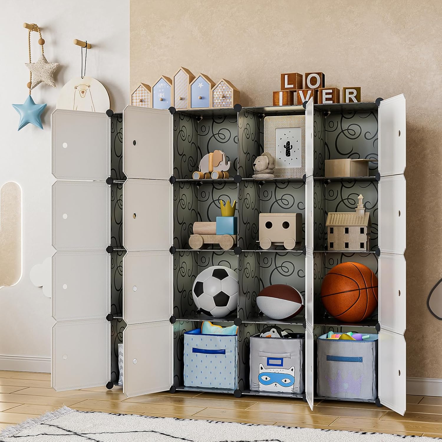 Organizador de armario, almacenamiento de 12 cubos con puertas, organizadores de armario y almacenamiento, sistema de almacenamiento portátil de