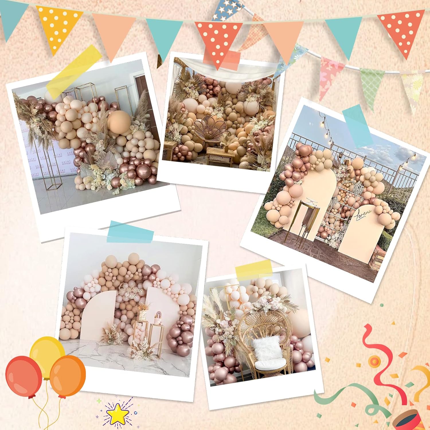 Tan Balloons Double Stuffed Nude Brown Balloons Garland Apricot Balloons Different Sizes Neutral Balloon Arch Kit for Teddy Bear Baby Showers