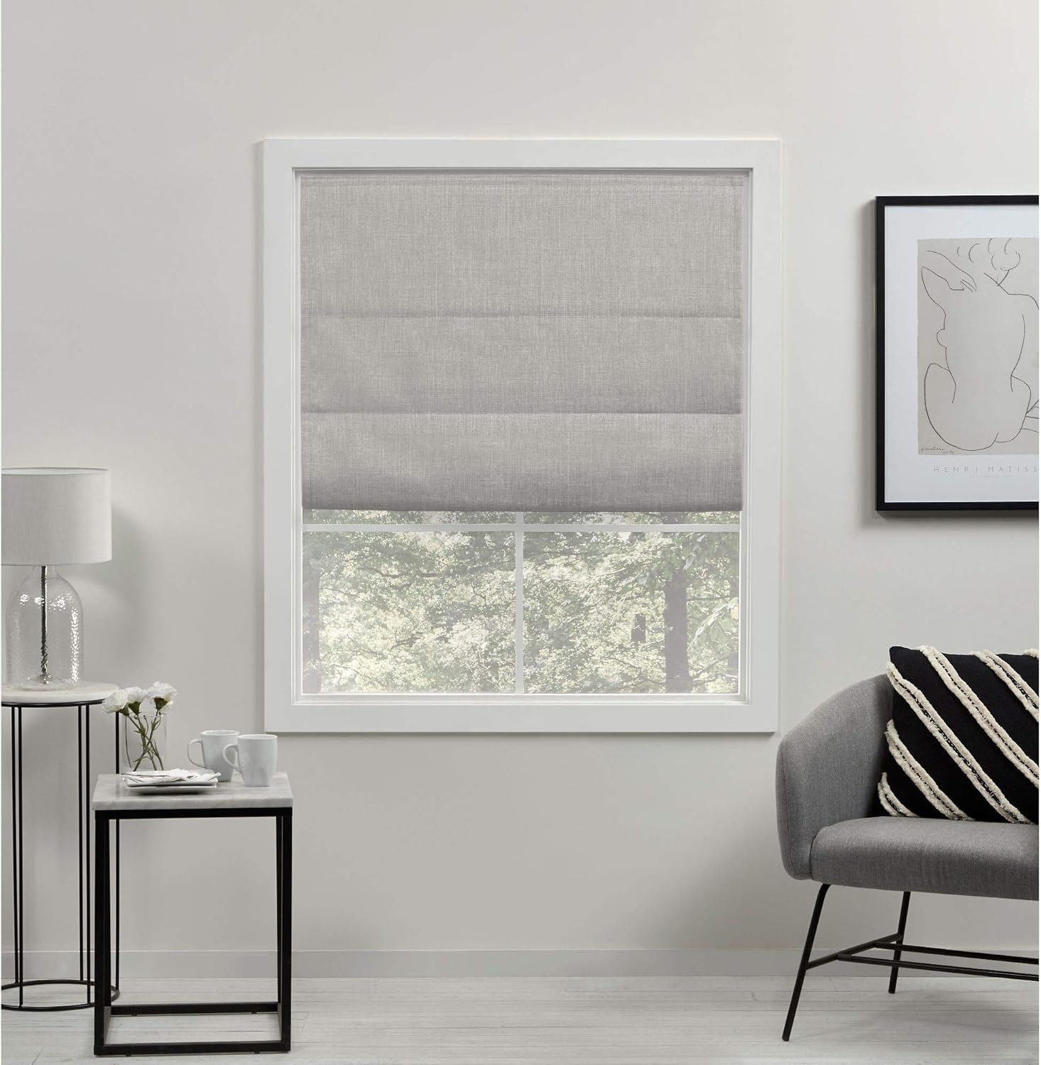 Exclusive Home – Persiana Acadia total blackout estilo romana, 23×64, plata