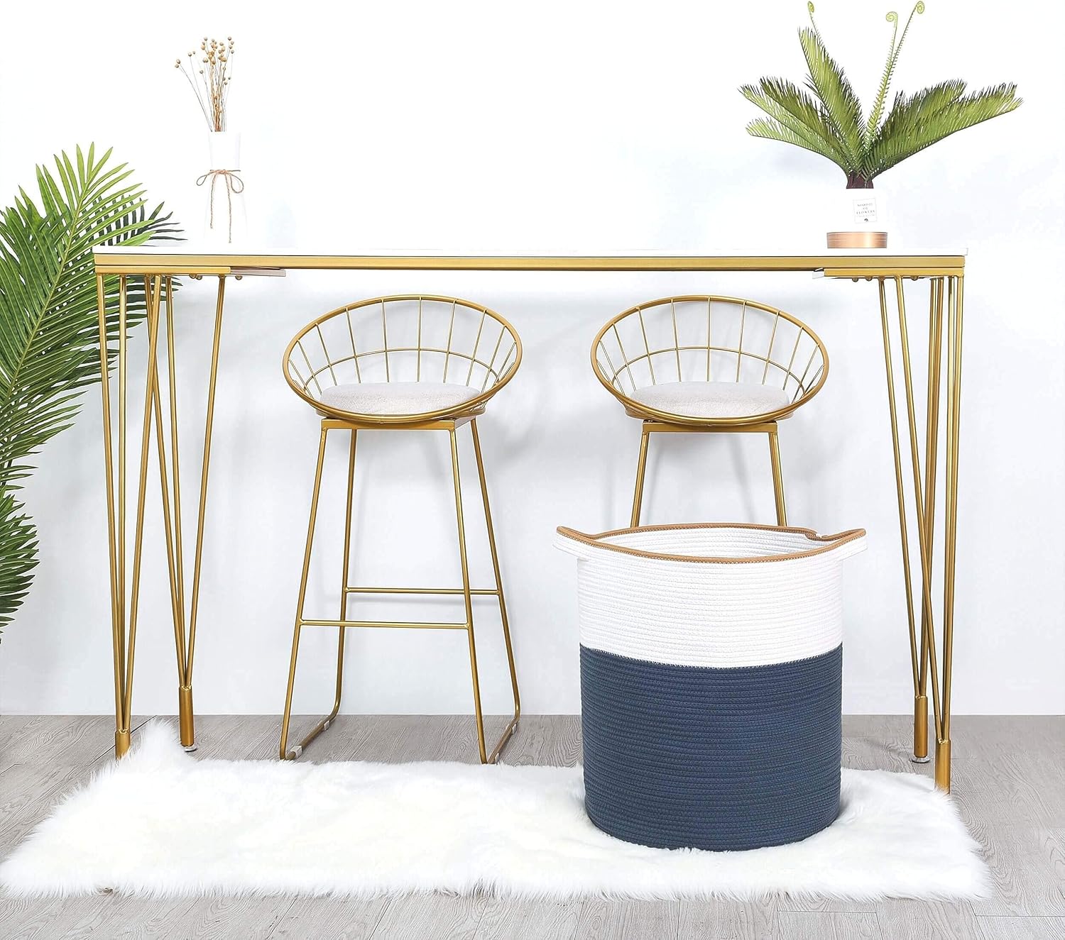 MINTWOOD Design Cesta decorativa de cuerda de algodón tejida extra grande de 20 x 18 pulgadas, cesta alta para ropa sucia, canasta para manta para