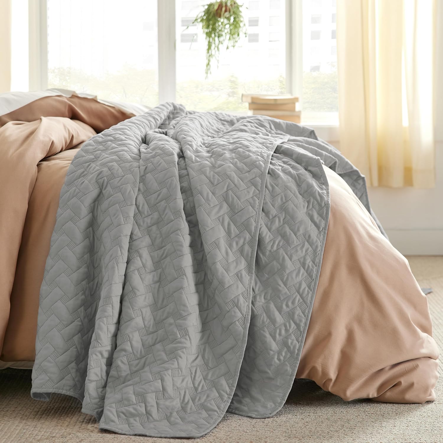 Bedsure – Juego de edredón de tejido liso tipo cesta G0 90×96 US