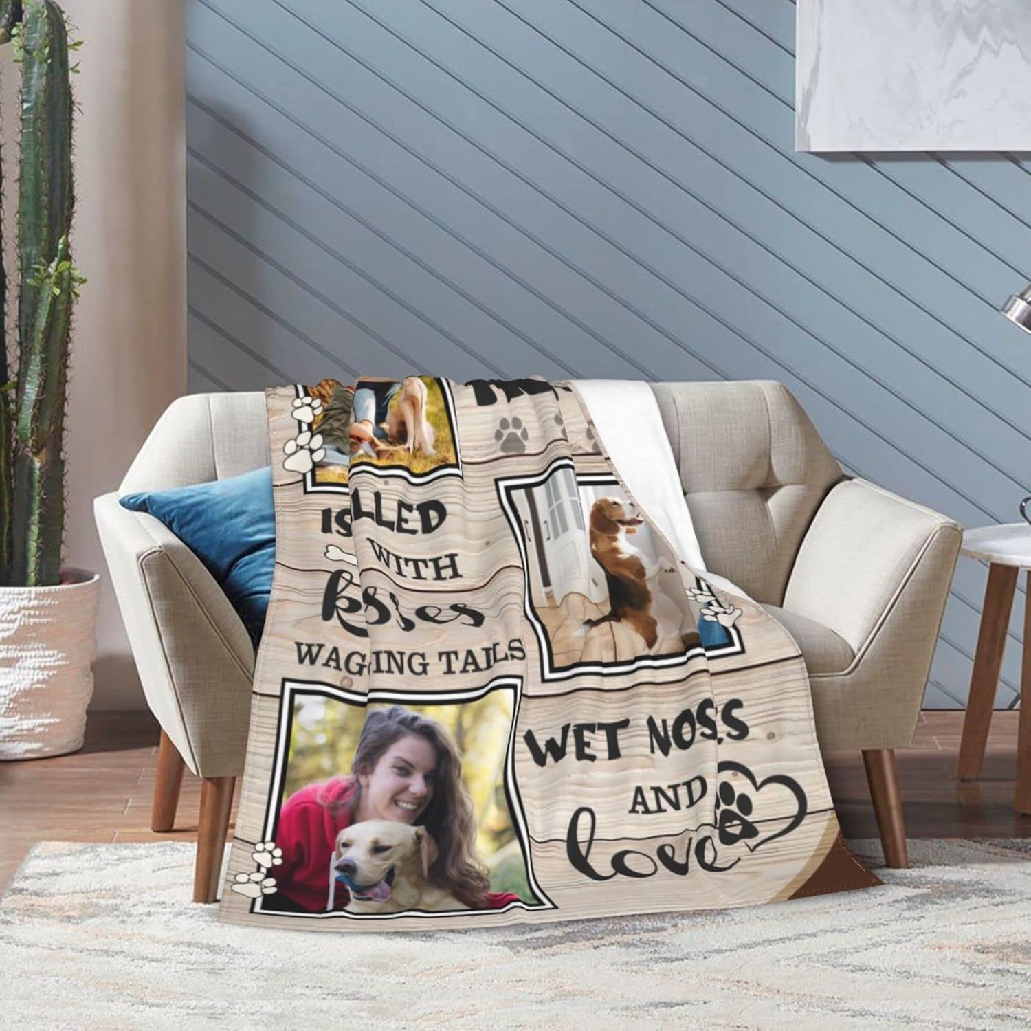 Manta personalizada para perros con fotos, regalos personalizados para los amantes de los perros de mascotas, manta personalizada para cachorros