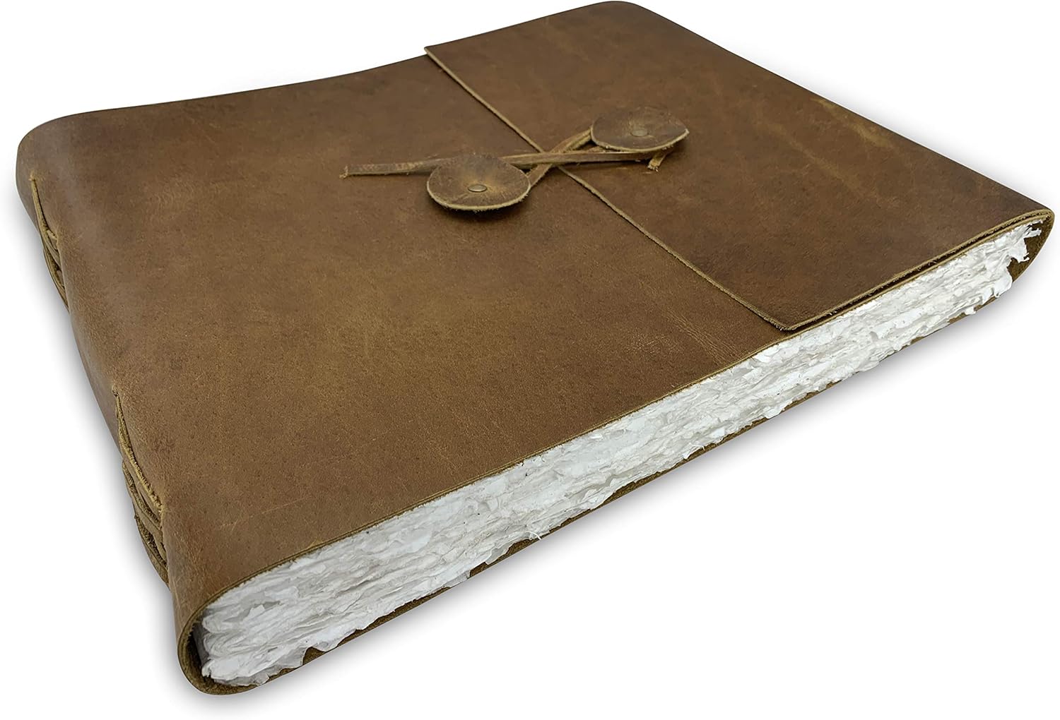 Wanderings Cuaderno de recortes de cuero para acuarela, 10 x 12.5 pulgadas, álbum grande de cuero genuino con papel de borde cubierto hecho a mano