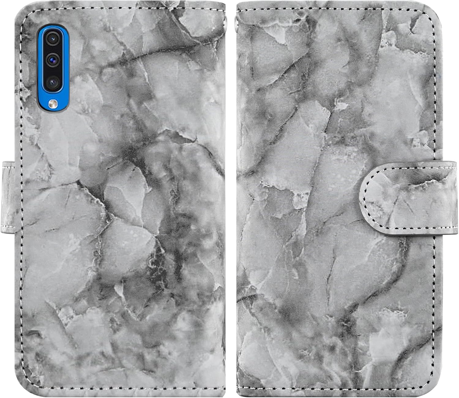 Asuwish Funda de teléfono para Samsung Galaxy A50 A50S A30S Wallet Cell Cover con protector de pantalla de vidrio templado y soporte de ranura para