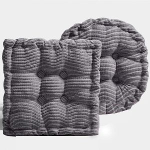 Jhorxa Juego de 2 almohadas de suelo de meditación, cuadradas y redondas, para adultos, cojín de pana copetuda para balcón, exterior, tatami y sala Jhorxa Juego de 2 almohadas de suelo de meditación, cuadradas y redondas, para adultos, cojín de pana copetuda para balcón, exterior, tatami y sala