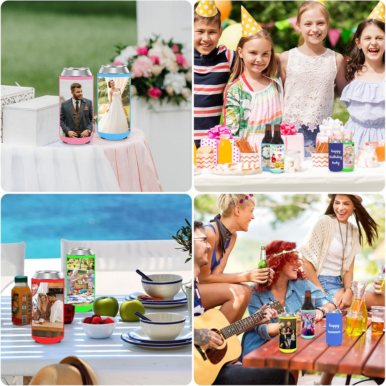 Fundas delgadas personalizadas para enfriadores de latas de neopreno a granel, soporte para botellas de bebidas con logotipo, texto de imagen, para