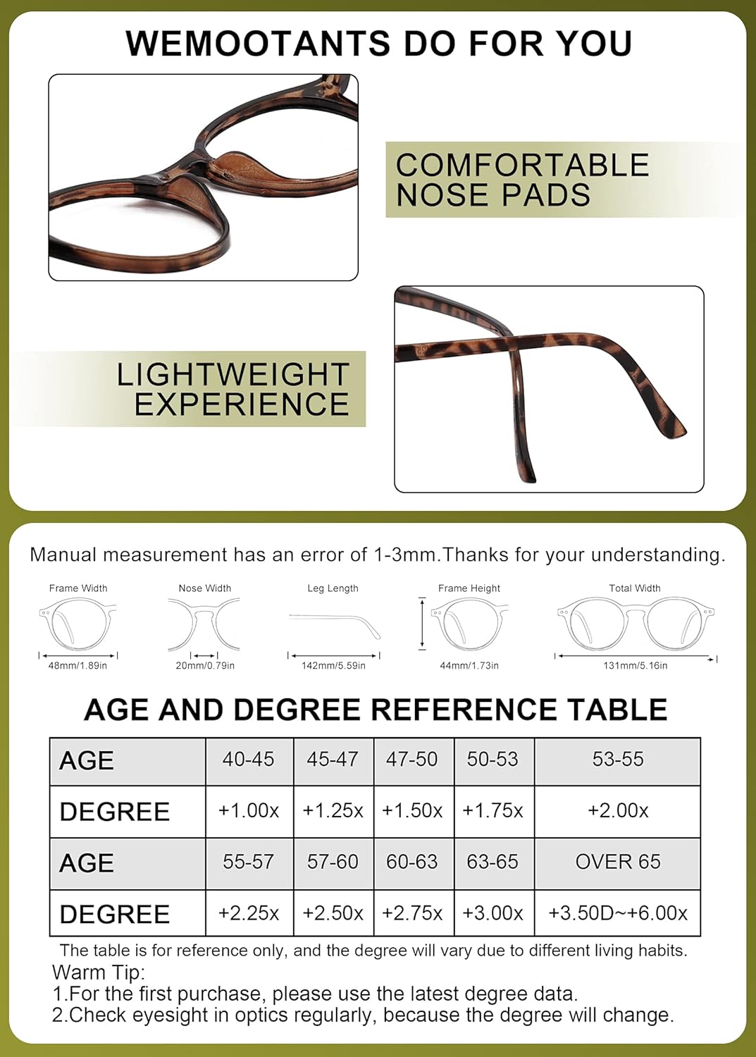 WEMOOTANTS Gafas de lectura redondas para mujer, retro, lectoras nerd, ligeras, modernas, 100, 125, 150, 175, 200, 225, 250, 275, 300, 325, 350,