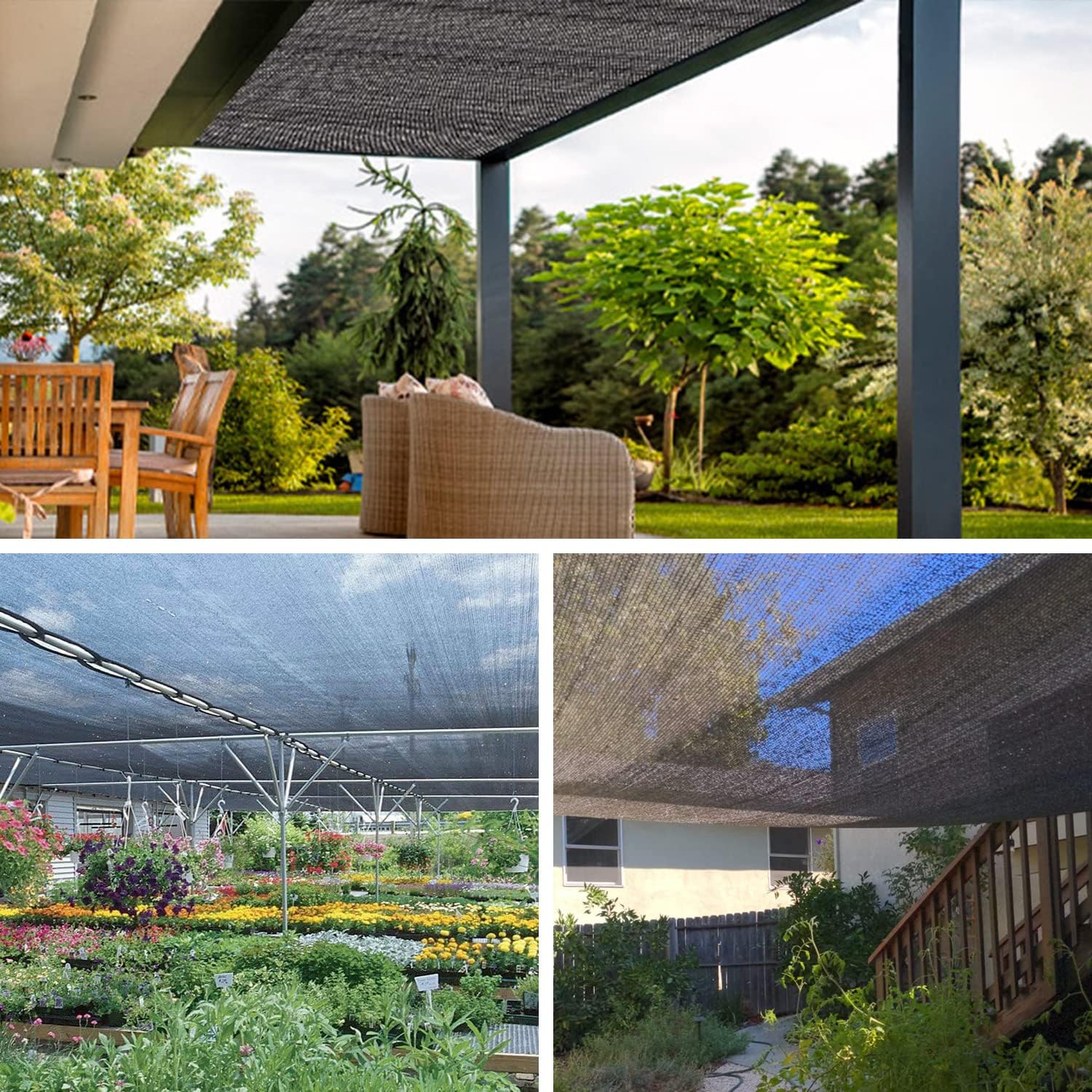 70 % de tela negra de 10 x 20 pies, protector solar para exteriores con ojales, malla duradera para sombreado, anticongelante para patio, jardín,