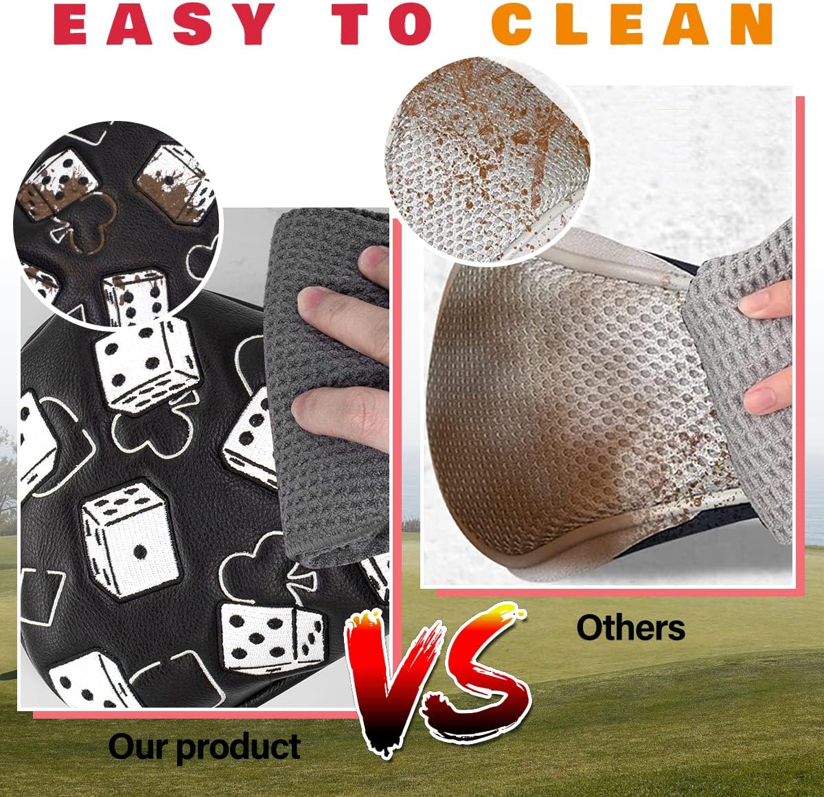 Fundas para palos de golf Lucky 777 Blade Putter Headcover Golf Driver Covers Fairway Wood Headcover Hybrid Head Cover Blade Putter Cover Leather 3