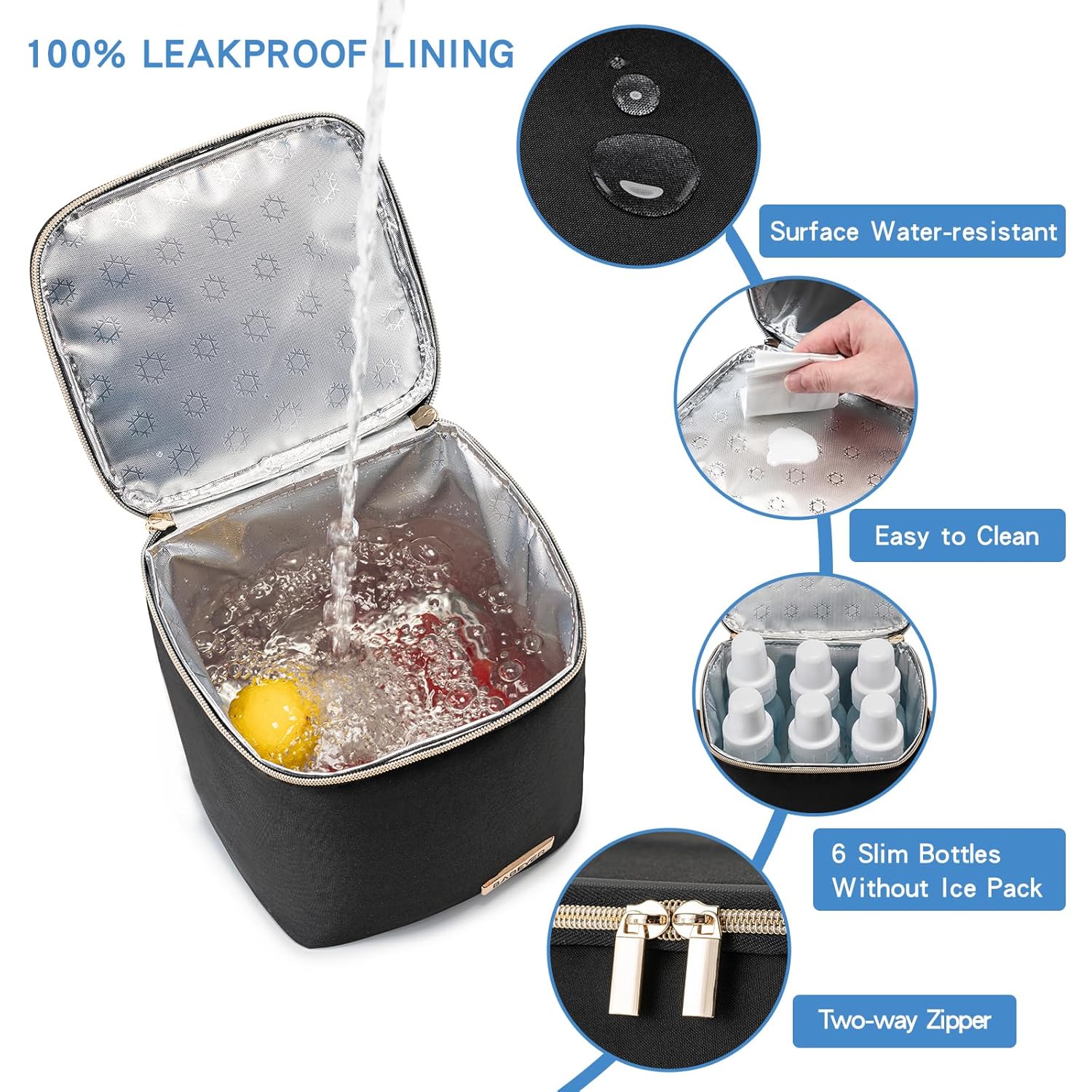 Bolsa enfriadora de leche materna con bolsa de hielo para 4 biberones de hasta 9 onzas, bolsa enfriadora de biberones adecuada para madres