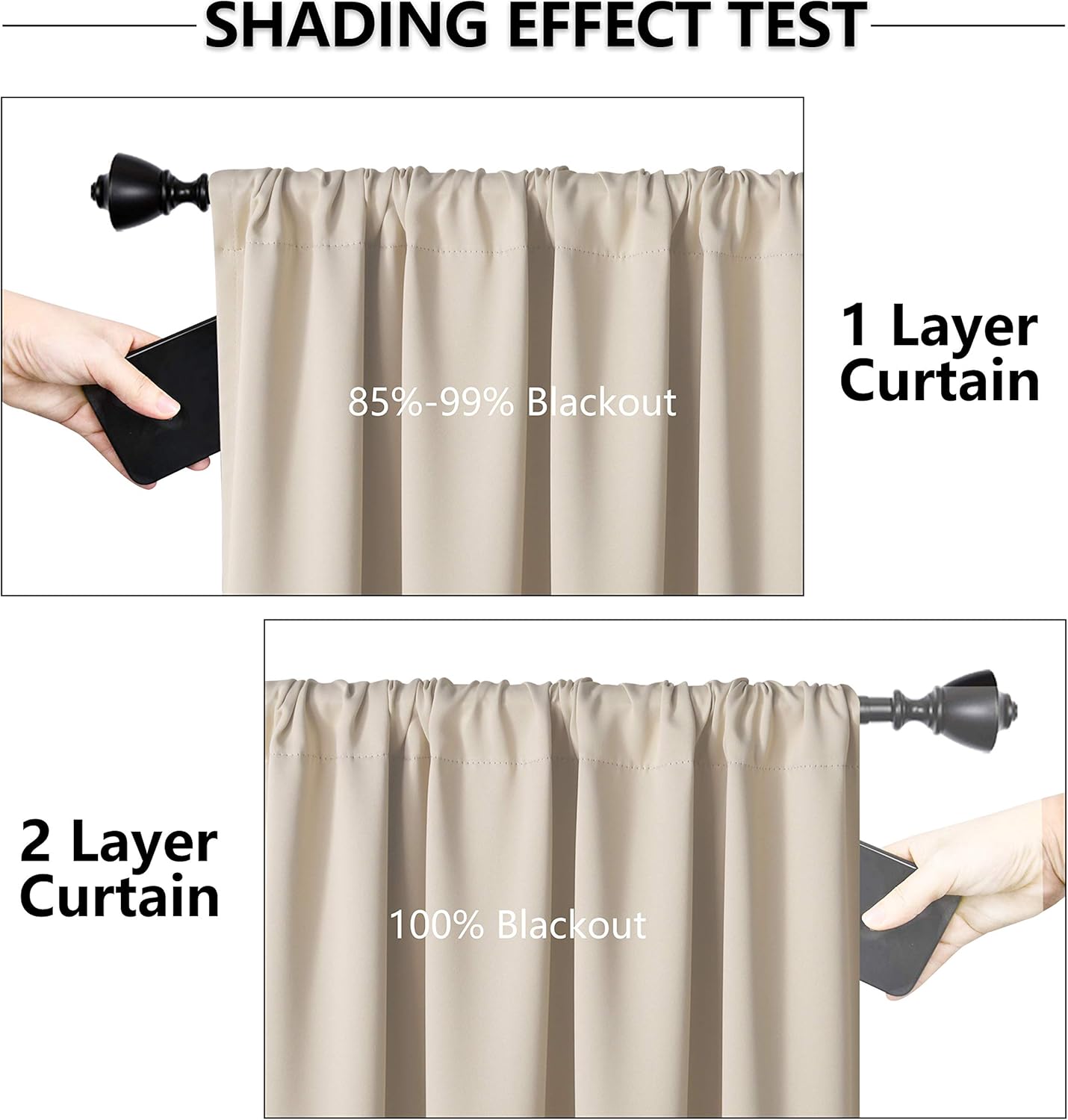 WONTEX – Cortinas blackout con espacio para barra, para sala de estar, 2 paneles