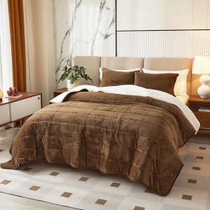 Manta de cama gruesa de franela de lujo de 3 capas, tamaño individual, manta sherpa de terciopelo de felpa suave con 2 fundas de almohada, pesada y Manta de cama gruesa de franela de lujo de 3 capas, tamaño individual, manta sherpa de terciopelo de felpa suave con 2 fundas de almohada, pesada y