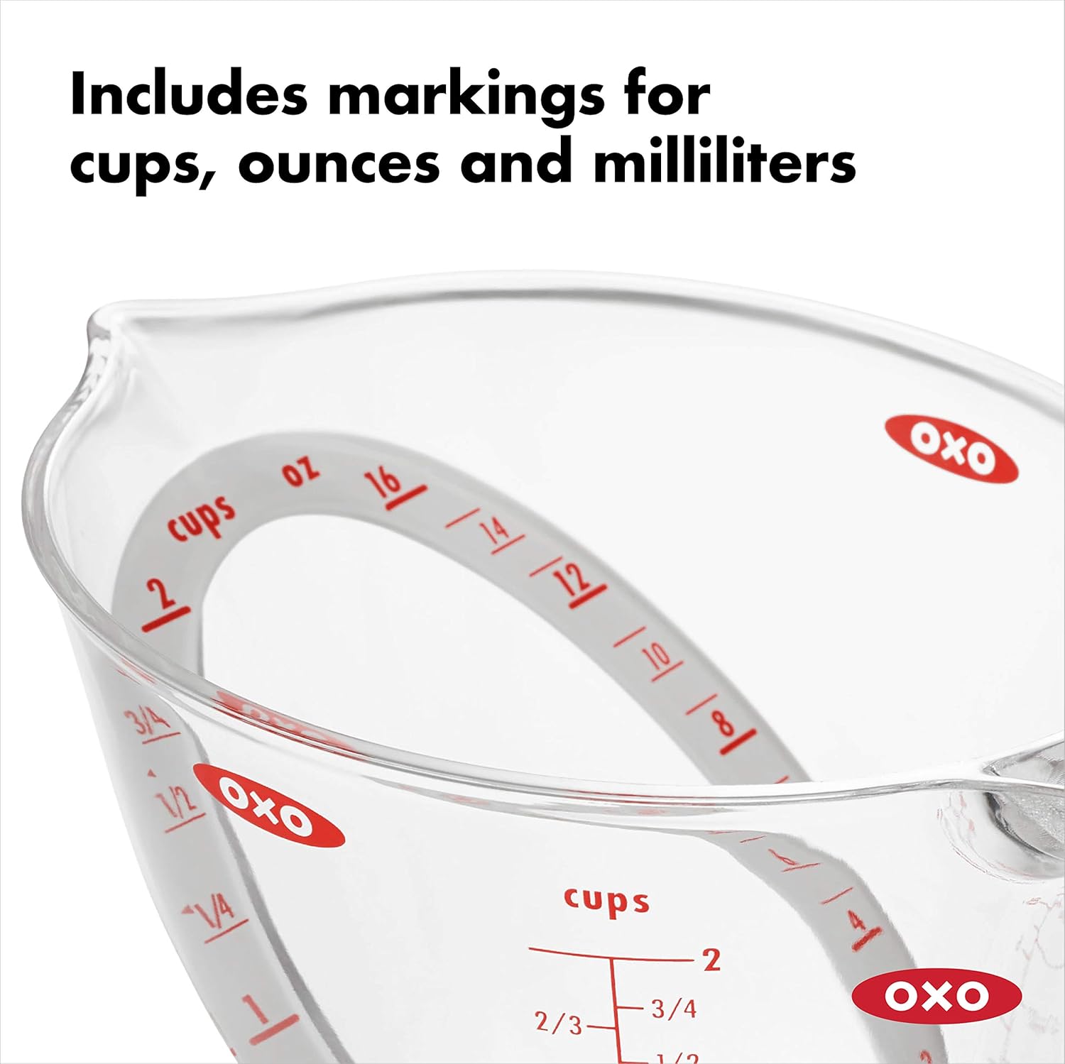 OXO Good Grips – Abrelatas manual de mango suave y taza medidora en ángulo