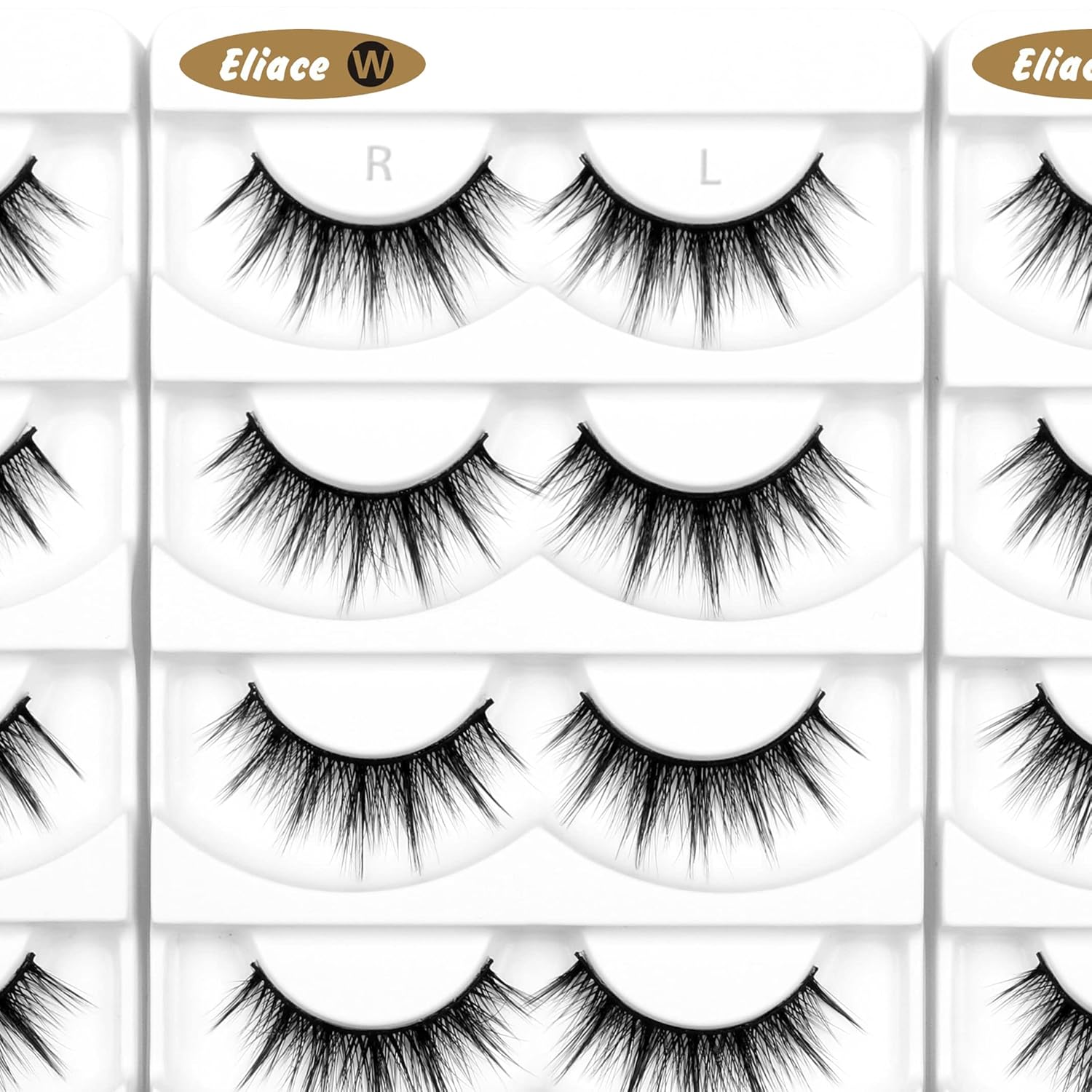 Eliace Pestañas postizas de aspecto natural, pestañas de ojo de gato, tiras finas, pestañas postizas de visón 3D, pestañas postizas de volumen