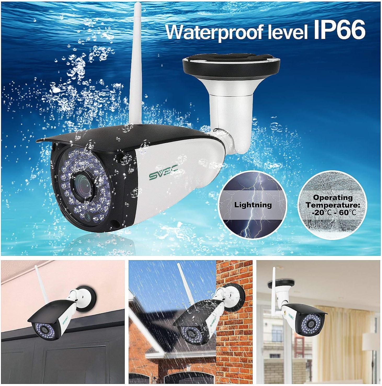 SV3C 2 Pack 5MP Outdoor Home Security Cameras, Dual Band 2.4G 5GHZ WiFi Camera, Onvif IP Cam with Human Motion Detect, RTSP Browser View, 2-Way