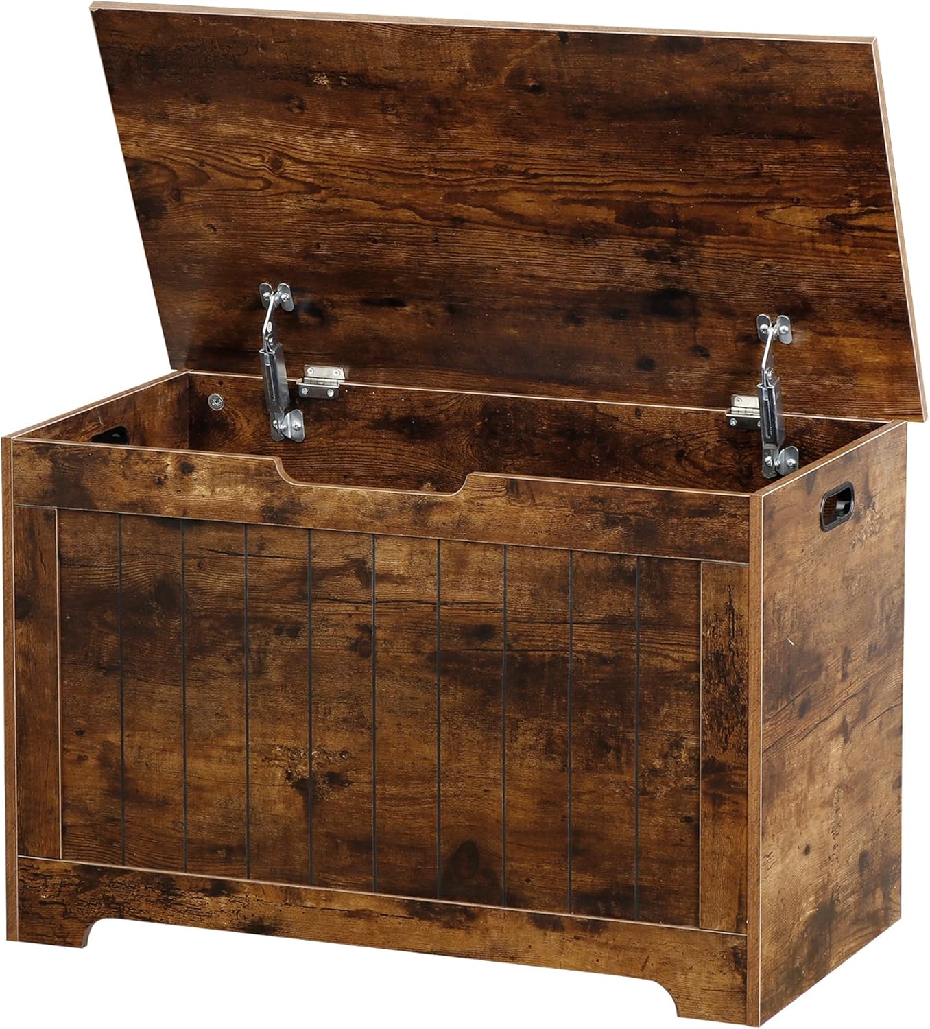 SUPER DEAL Cofre de almacenamiento, organizador de caja de pecho de 30 pulgadas con 2 bisagras de seguridad, banco de almacenamiento de entrada de